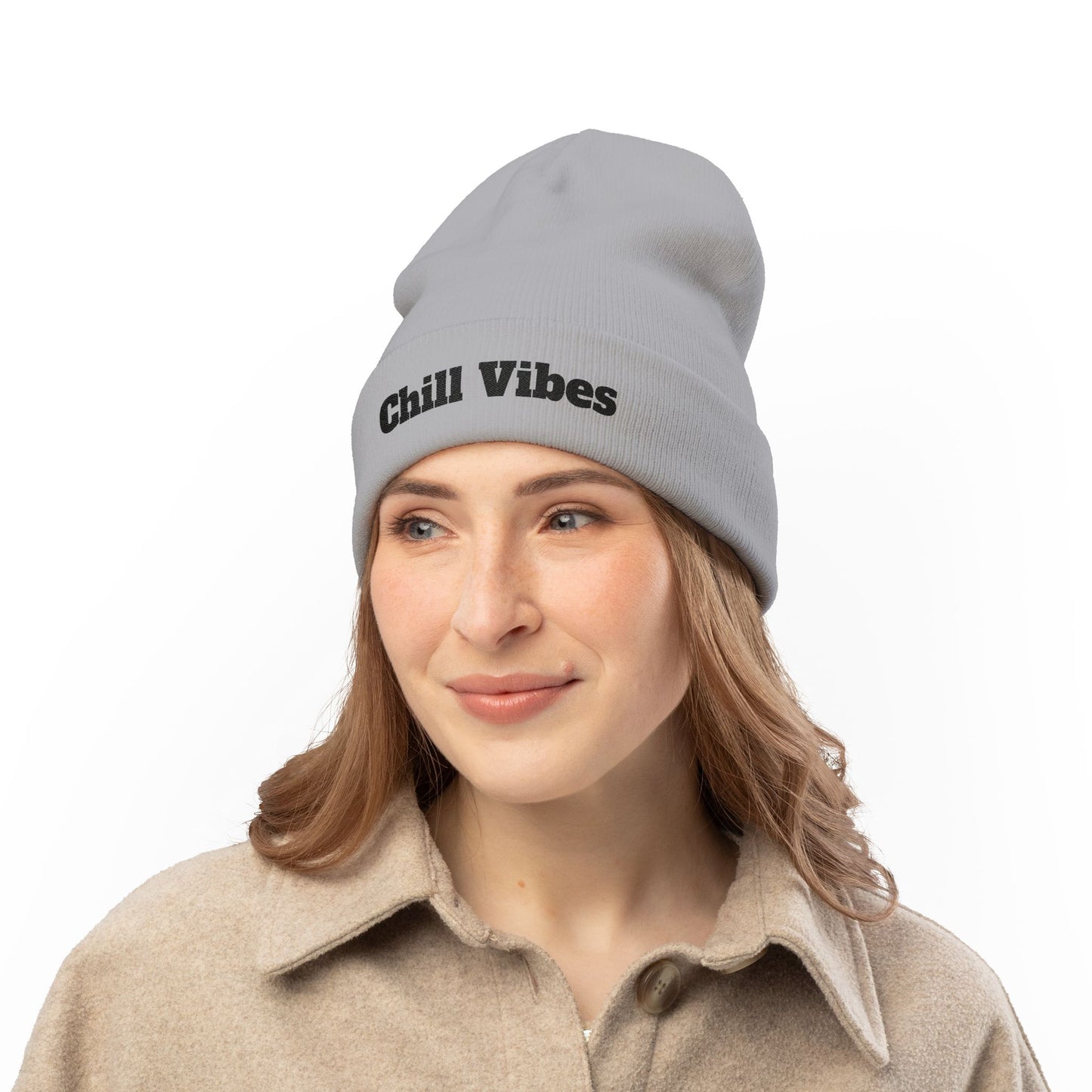 Chill Vibes™ Knit Beanie, Winter Hat, Cozy Accessories, Gift for Him/Her, Embroidered Beanie, Casual Headwear