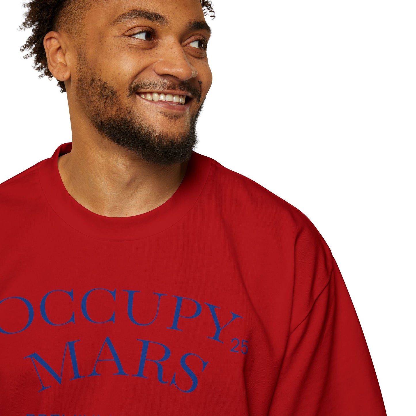 Occupy Mars™ Men's Oversized Tee - Space Graphic T-Shirt, Casual Streetwear, Gift for Space Enthusiasts, Summer Style, Festival Wear