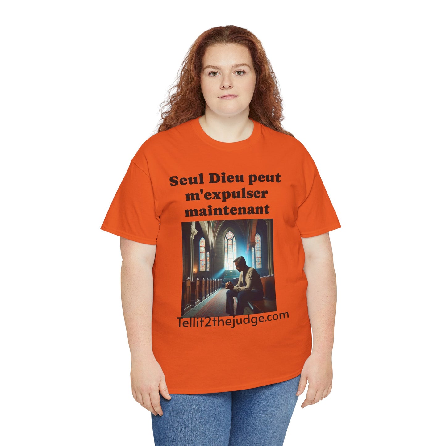 Unisex Heavy Cotton Only God Can Deport Me Now in French "Tellit2thejudge.com" Tee, Faith-Based Shirt, Comfortable Everyday Wear, Perfect for Gifting, Spiritual [...]