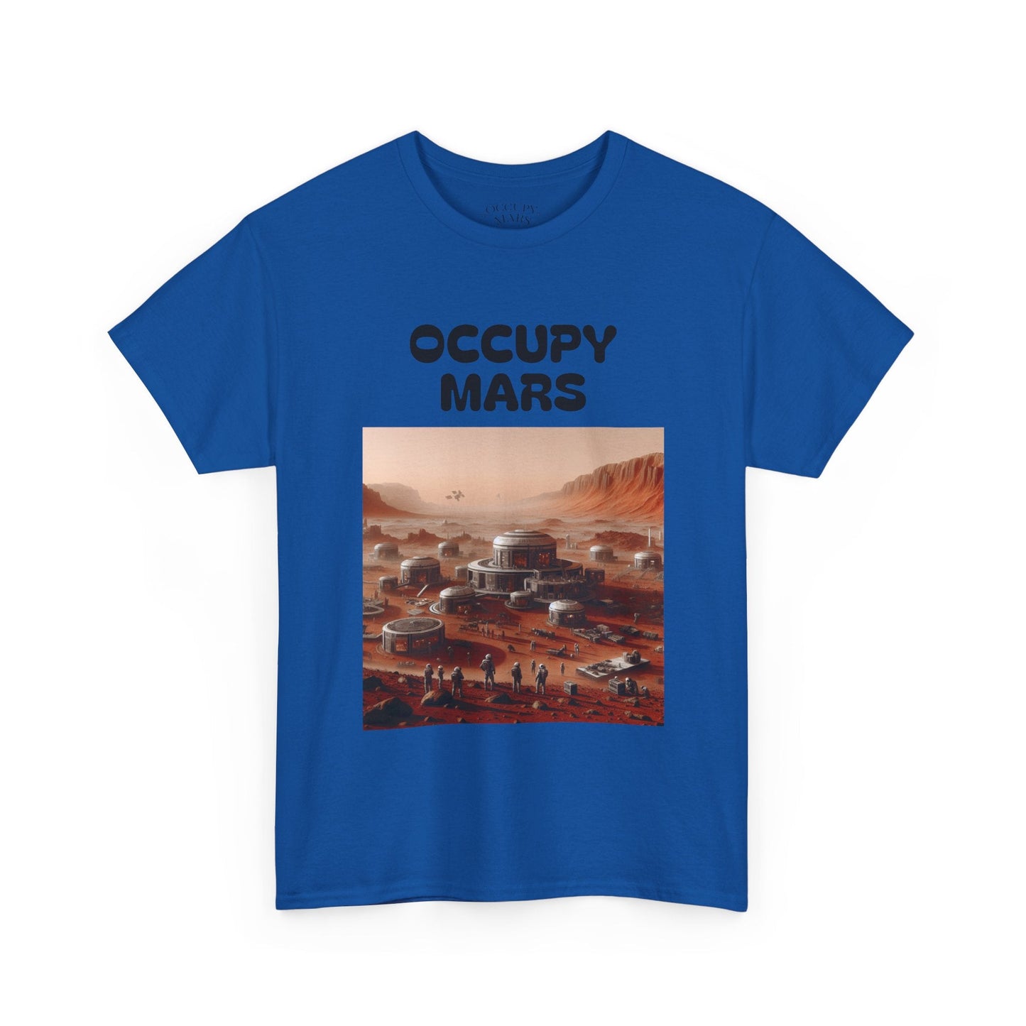 Occupy Mars™ Unisex Heavy Cotton Tee - Futuristic Space Shirt for Sci-Fi Lovers, Visionary Gift, Casual Wear, Trendy Apparel