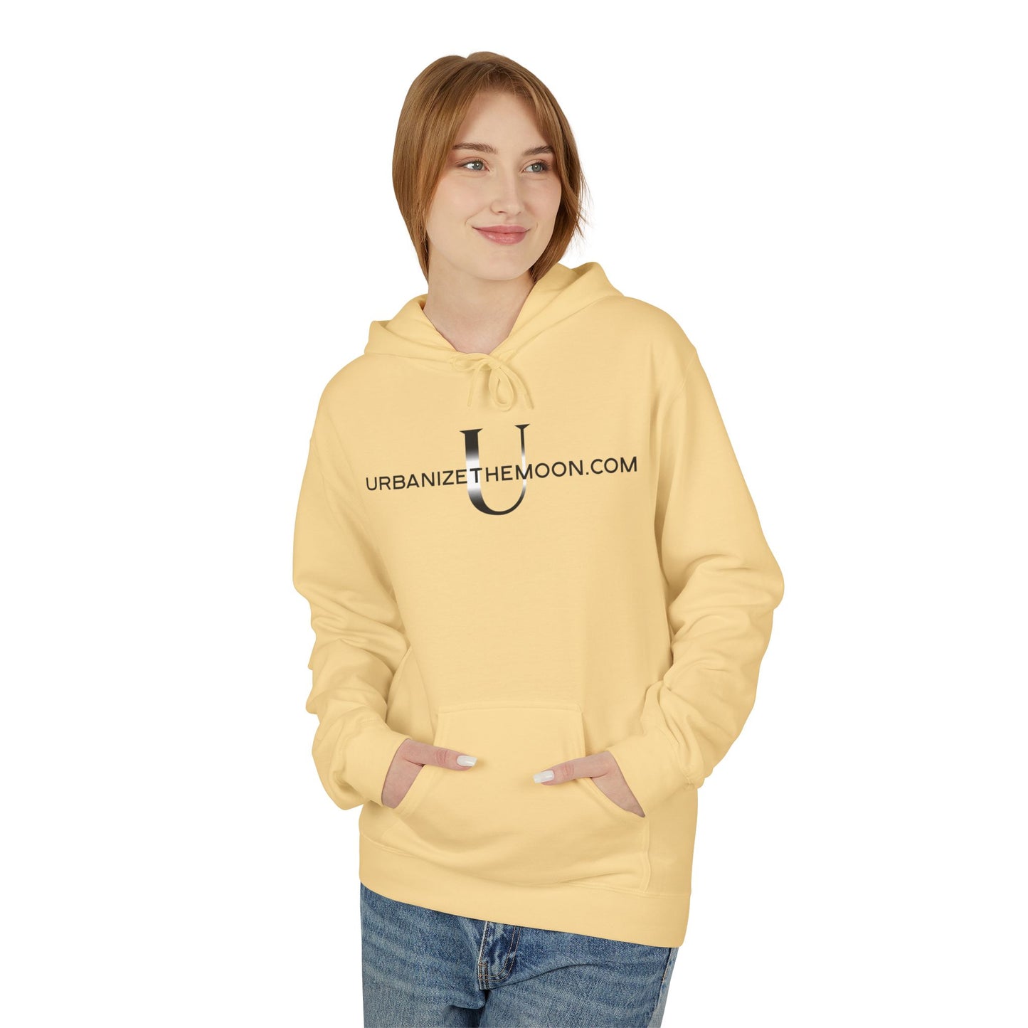 UrbanizeTheMoon.com™ Logo Hoodie — Minimal Moon Graphic Pullover