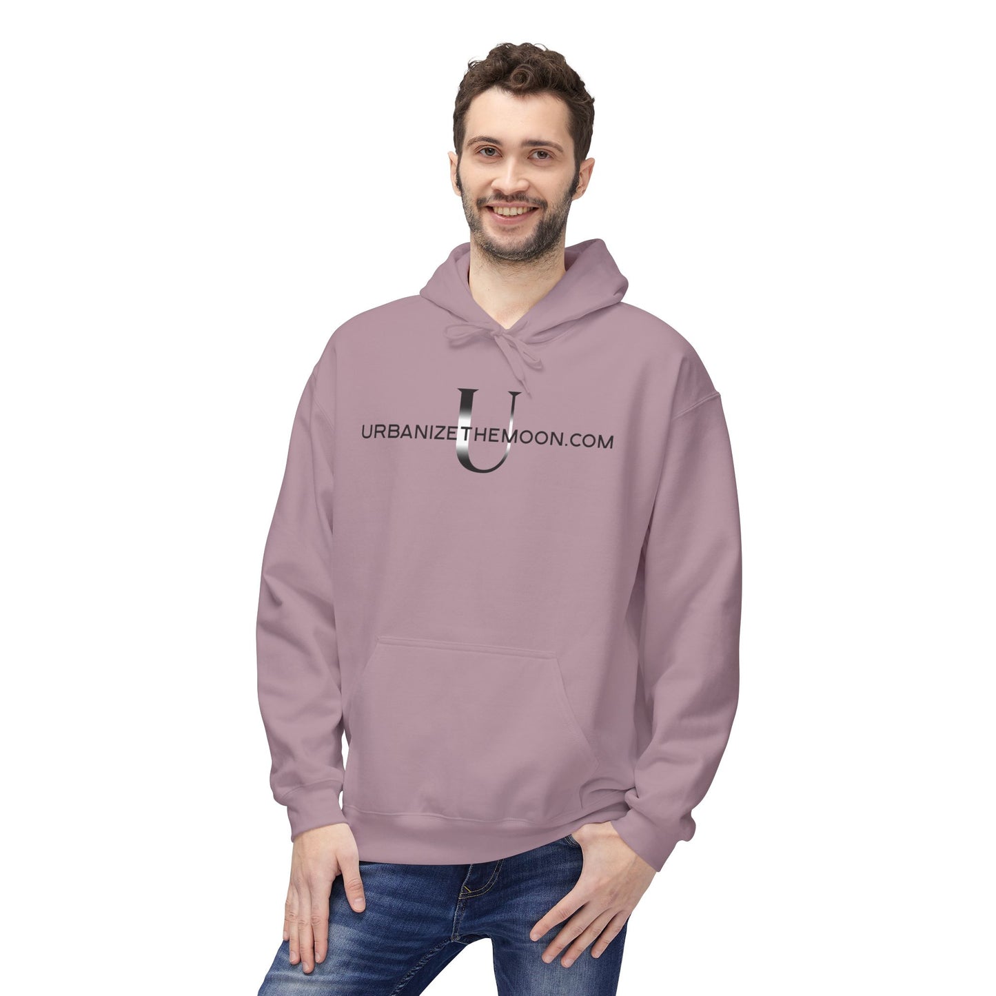 UrbanizeTheMoon.com™ Logo Hoodie — Minimal Moon Graphic Pullover