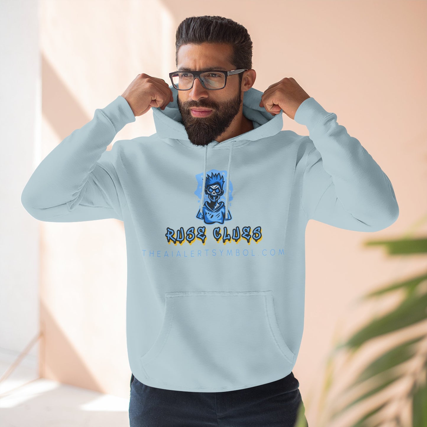 Ruse Clues® Hoodie — Blue Graphic Fleece Pullover