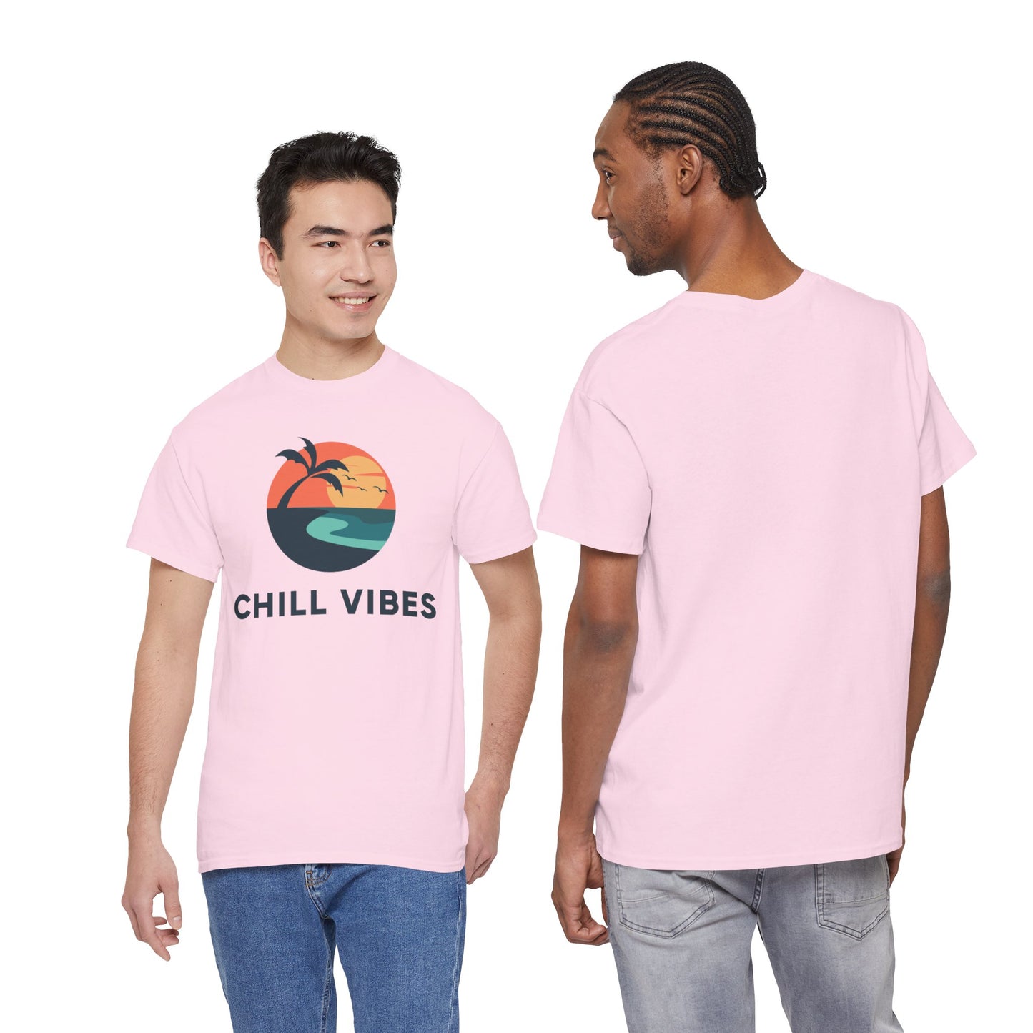 Chill Vibes™ Unisex Heavy Cotton Tee, Relaxed Fit T-Shirt, Summer Apparel, Beachwear, Gift for Him/Her, Casual Style