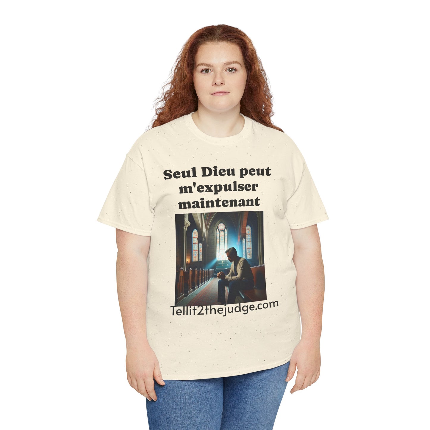 Unisex Heavy Cotton Only God Can Deport Me Now in French "Tellit2thejudge.com" Tee, Faith-Based Shirt, Comfortable Everyday Wear, Perfect for Gifting, Spiritual [...]