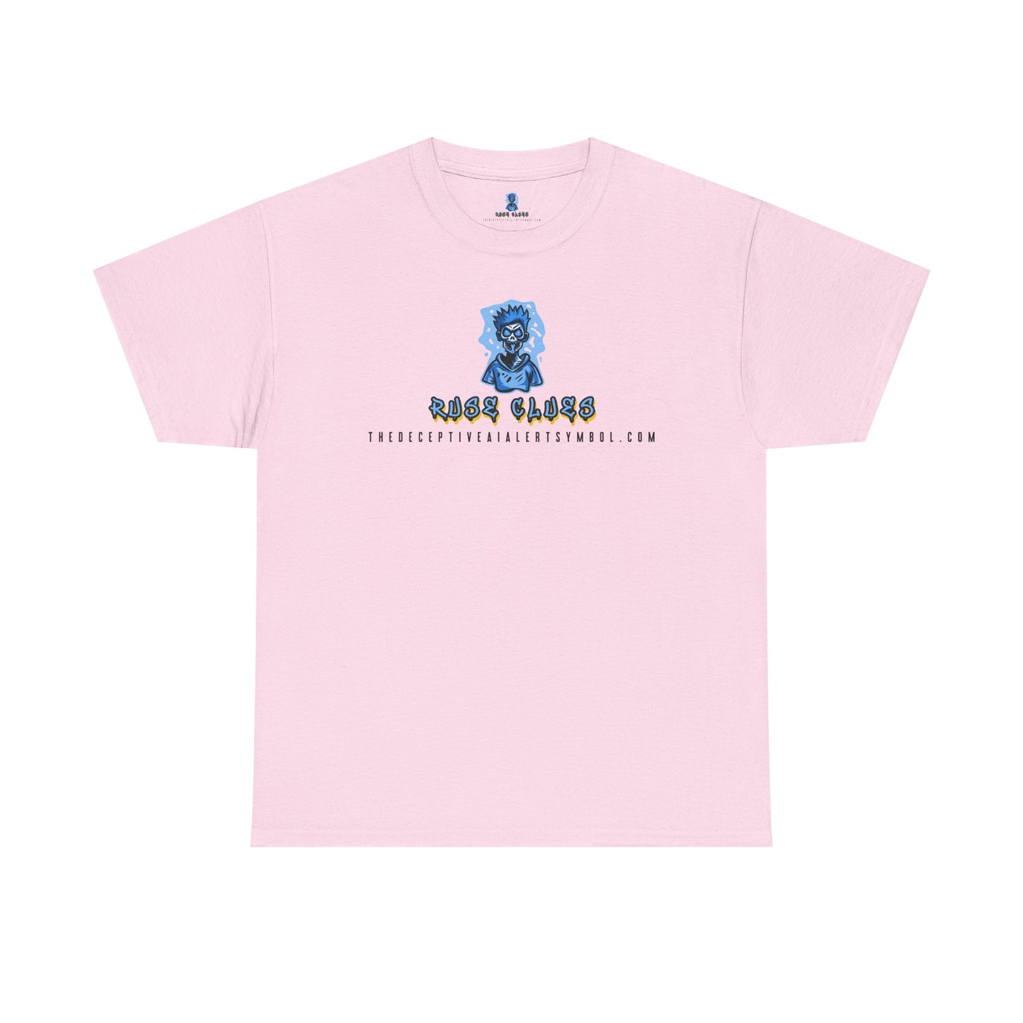 Ruse Clues® TheDeceptiveAIAlertSymbol.com™ Screaming Zombie logo Tee