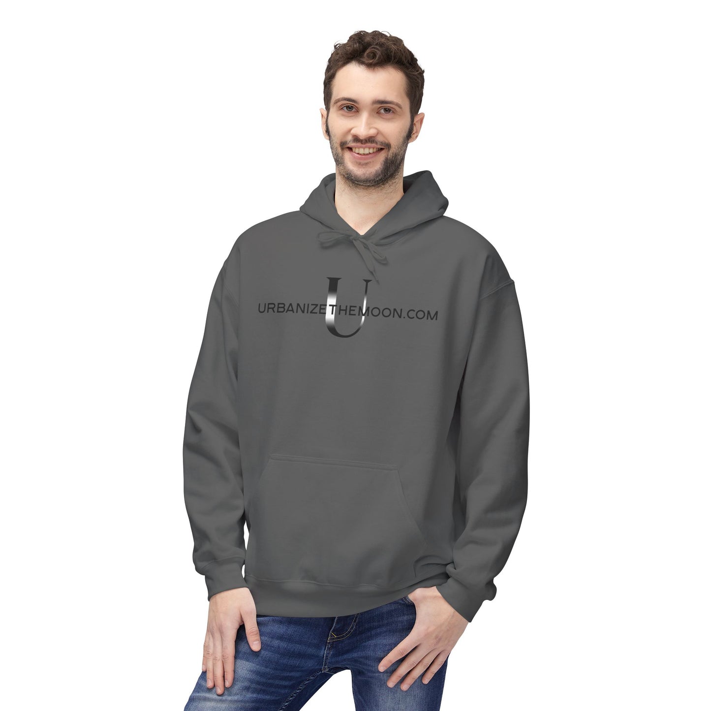 UrbanizeTheMoon.com™ Logo Hoodie — Minimal Moon Graphic Pullover