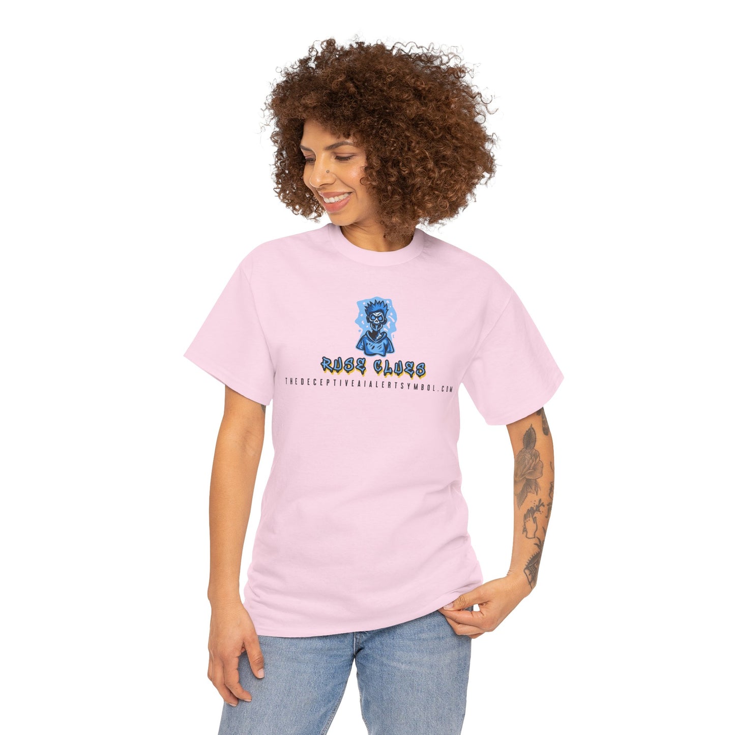 Ruse Clues® TheDeceptiveAIAlertSymbol.com™ Screaming Zombie logo Tee