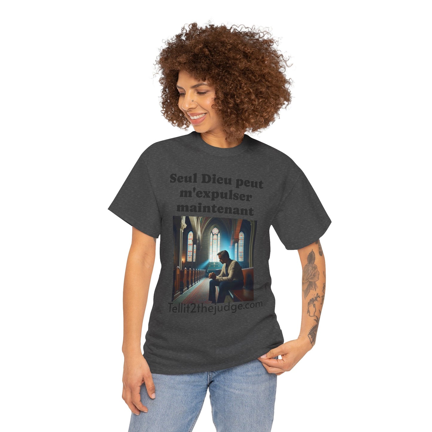 Unisex Heavy Cotton Only God Can Deport Me Now in French "Tellit2thejudge.com" Tee, Faith-Based Shirt, Comfortable Everyday Wear, Perfect for Gifting, Spiritual [...]