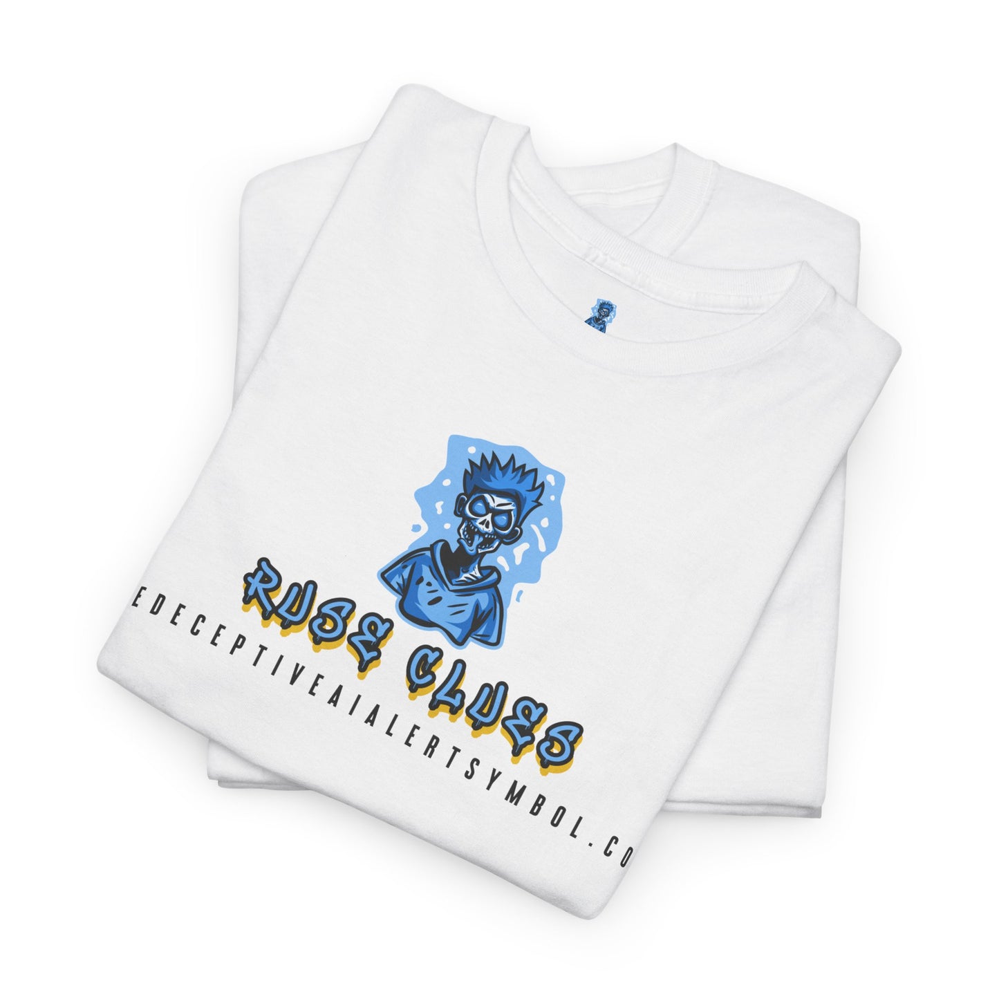 Ruse Clues® TheDeceptiveAIAlertSymbol.com™ Screaming Zombie logo Tee