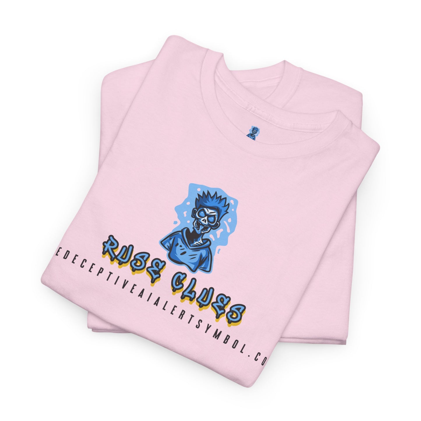 Ruse Clues® TheDeceptiveAIAlertSymbol.com™ Screaming Zombie logo Tee
