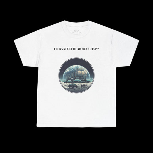 Moon Colony Graphic Lunar Metropolis™ Tee — UrbanizeTheMoon.com™ Sci‑Fi T-Shirt