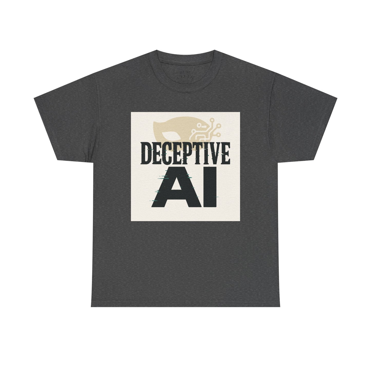Deceptive AI Unisex Heavy Cotton Ruse Clues® Tee - Bold Graphic Tee for Tech Enthusiasts