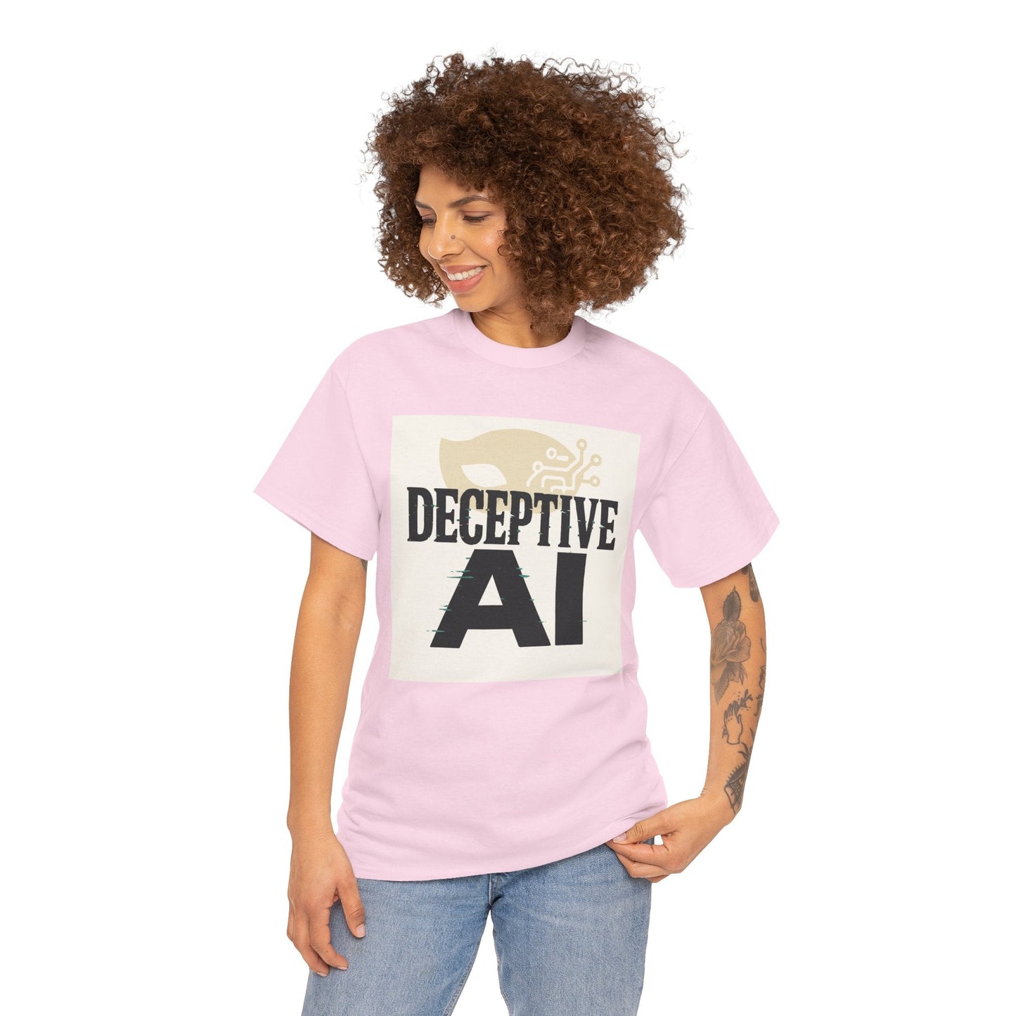 Deceptive AI Unisex Heavy Cotton Ruse Clues® Tee - Bold Graphic Tee for Tech Enthusiasts