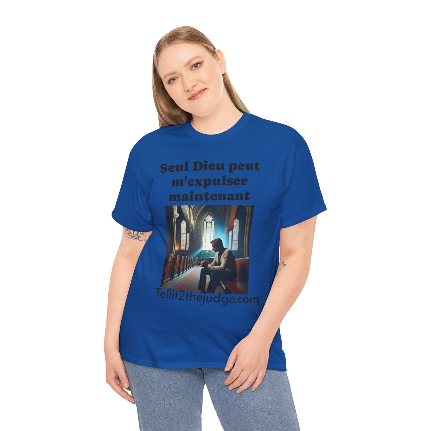 Unisex Heavy Cotton Only God Can Deport Me Now in French "Tellit2thejudge.com" Tee, Faith-Based Shirt, Comfortable Everyday Wear, Perfect for Gifting, Spiritual [...]