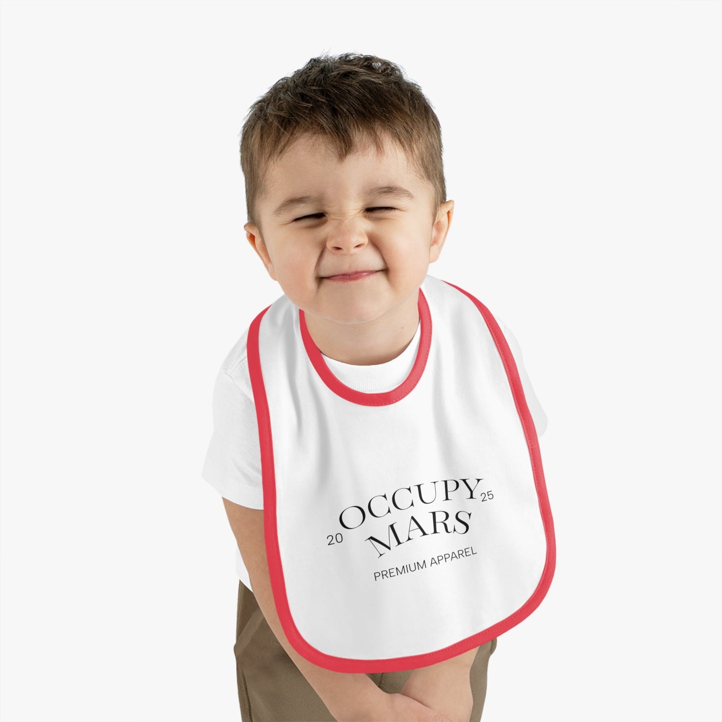 OCCUPY MARS™ Baby Space-Themed Apparel Bib, Cute Bib for Infants, Gift for New Parents, Unique Baby Shower Gift, Stylish Feeding Bib