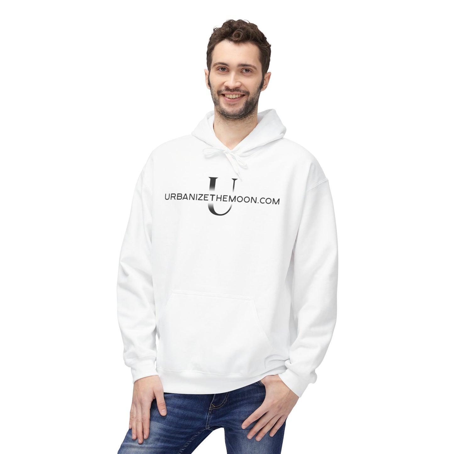 UrbanizeTheMoon.com™ Logo Hoodie — Minimal Moon Graphic Pullover
