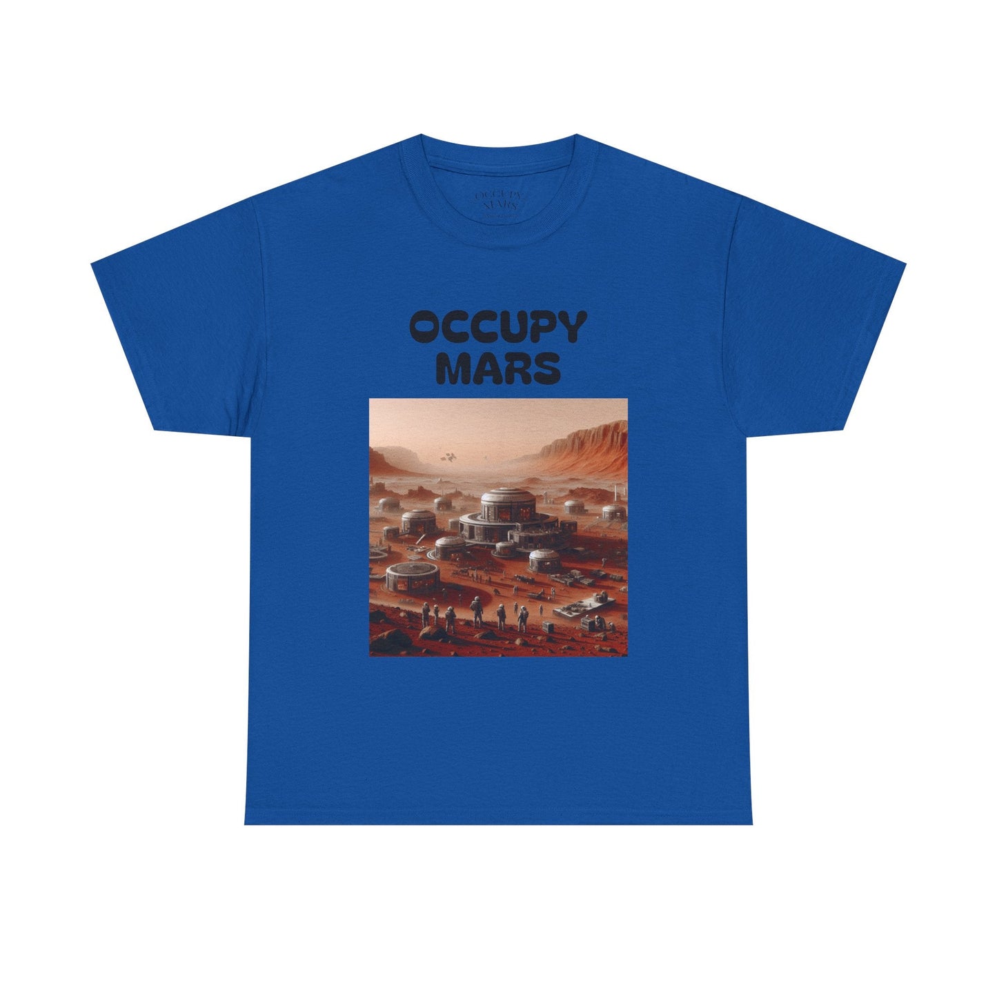 Occupy Mars™ Unisex Heavy Cotton Tee - Futuristic Space Shirt for Sci-Fi Lovers, Visionary Gift, Casual Wear, Trendy Apparel