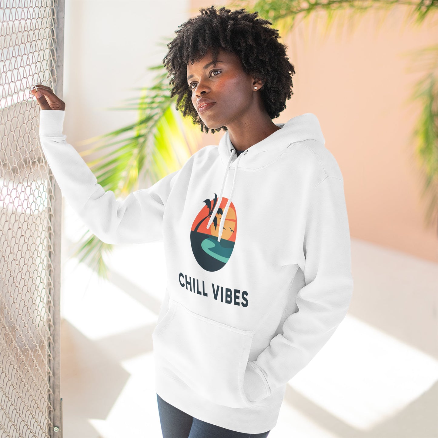 Chill Vibes Fleece Hoodie | Cozy Sweatshirt for Relaxed Days, Perfect Gift for Beach Lovers, Summer Nights, Casual Wear, Travel
