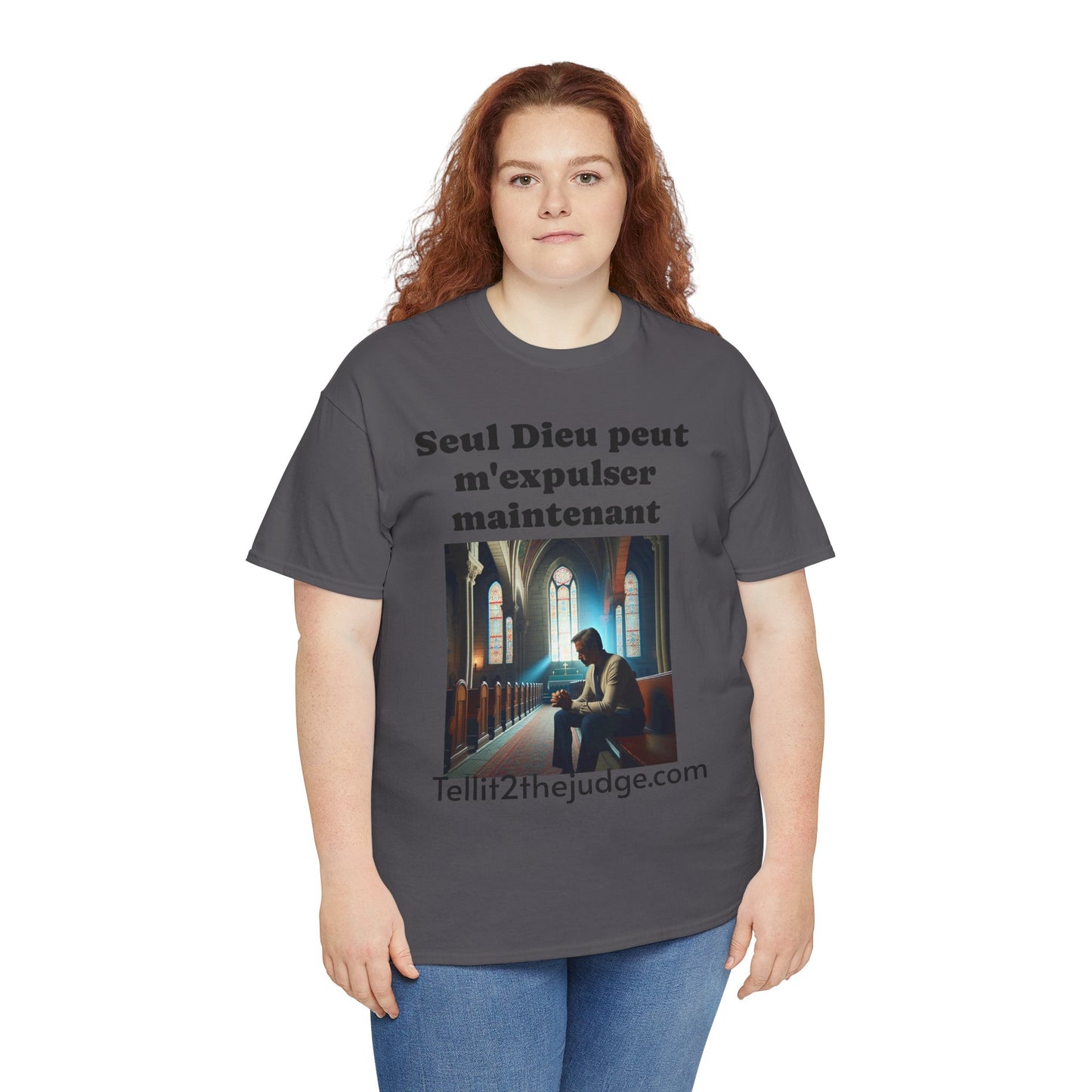 Unisex Heavy Cotton Only God Can Deport Me Now in French "Tellit2thejudge.com" Tee, Faith-Based Shirt, Comfortable Everyday Wear, Perfect for Gifting, Spiritual [...]