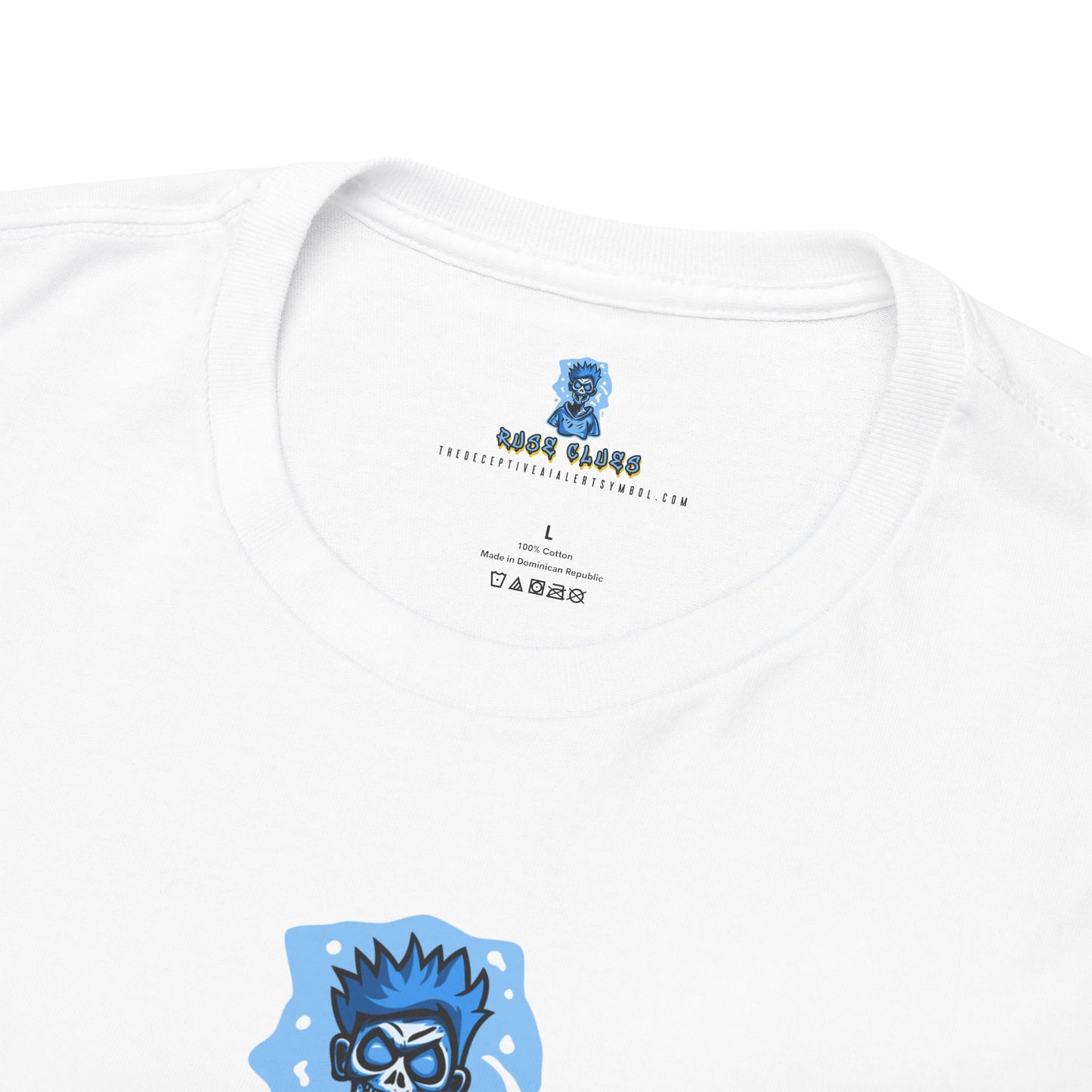 Ruse Clues® TheDeceptiveAIAlertSymbol.com™ Screaming Zombie logo Tee