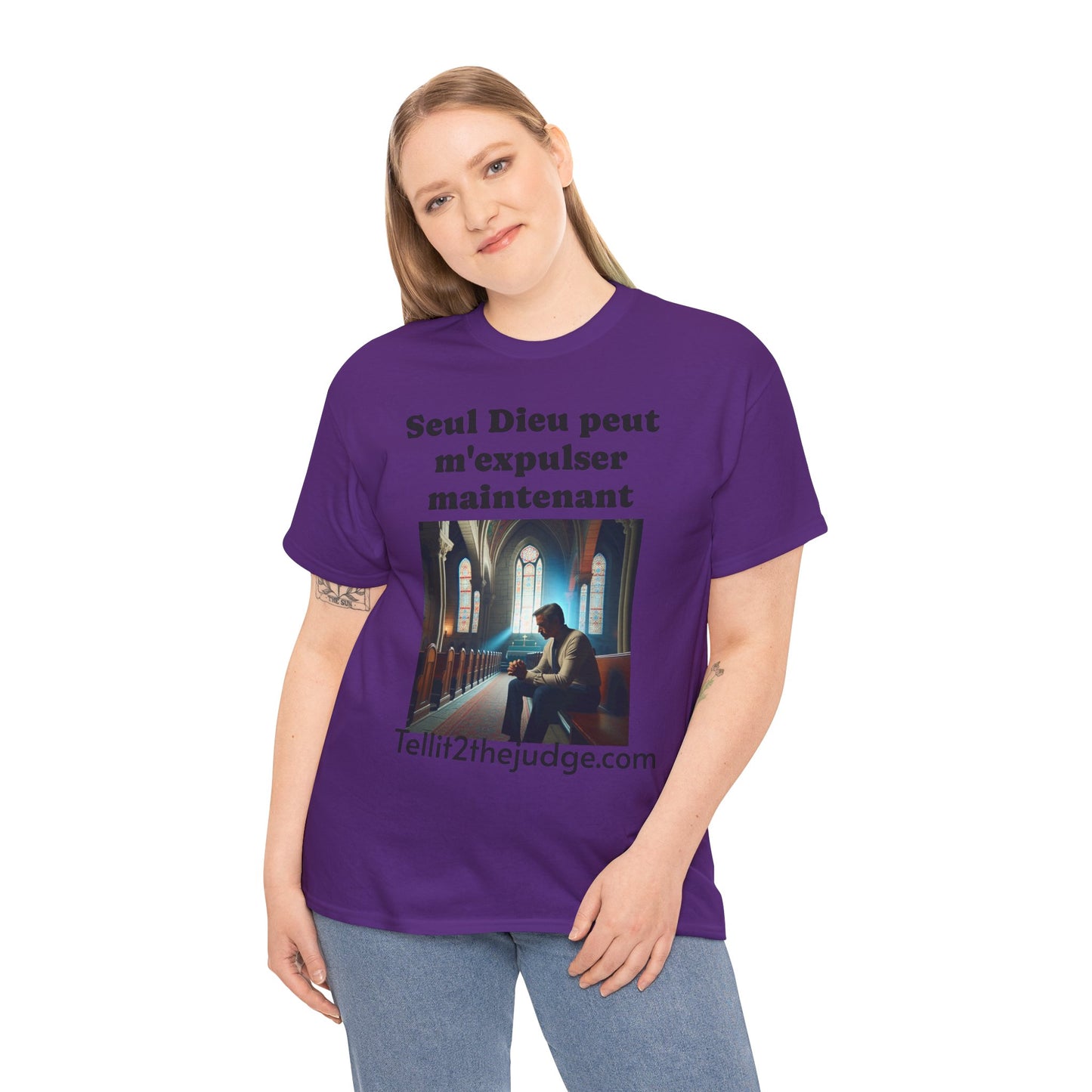 Unisex Heavy Cotton Only God Can Deport Me Now in French "Tellit2thejudge.com" Tee, Faith-Based Shirt, Comfortable Everyday Wear, Perfect for Gifting, Spiritual [...]