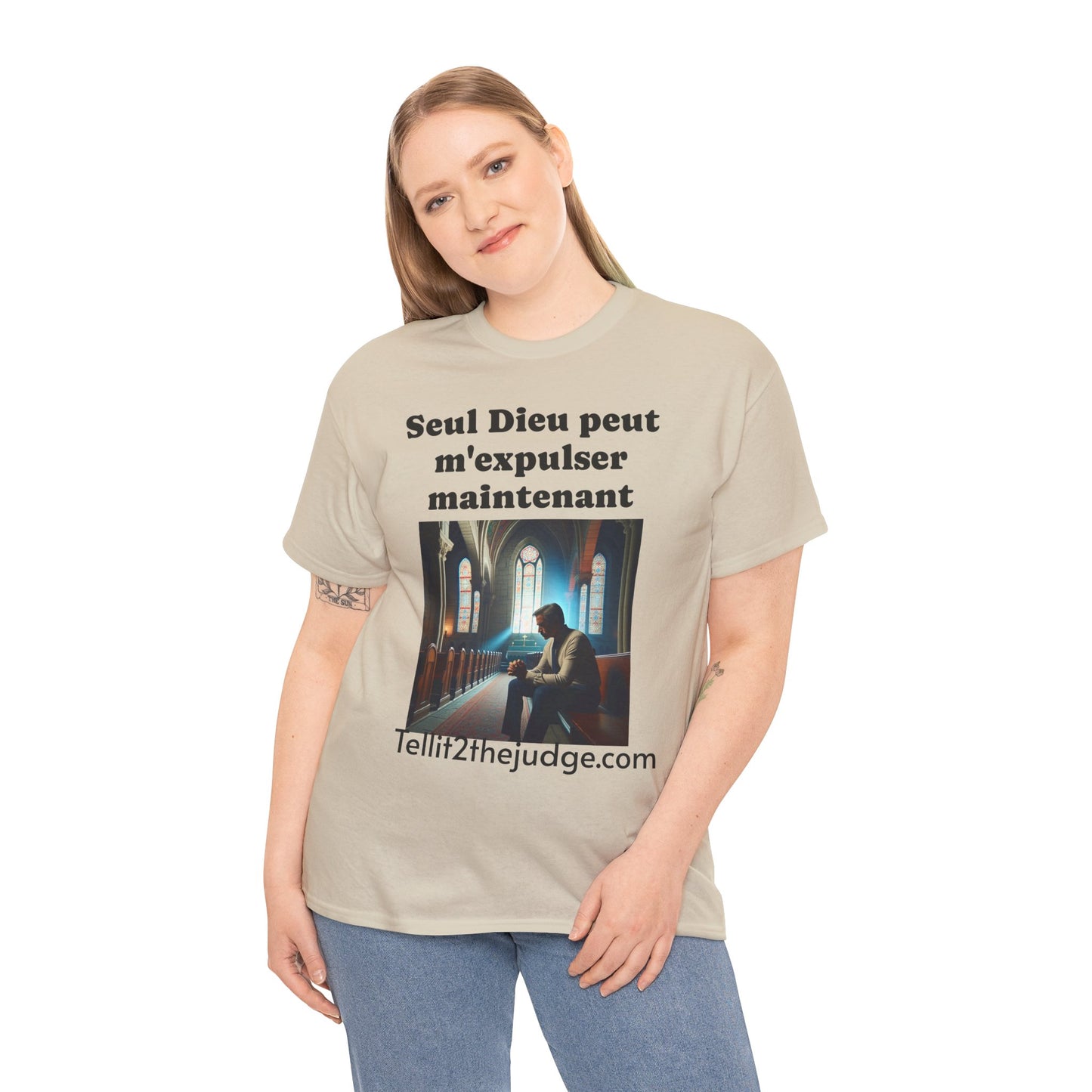 Unisex Heavy Cotton Only God Can Deport Me Now in French "Tellit2thejudge.com" Tee, Faith-Based Shirt, Comfortable Everyday Wear, Perfect for Gifting, Spiritual [...]