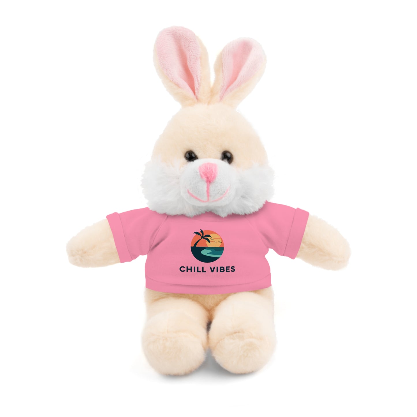 Chill Vibes™ Stuffed Animal, Cute Gift for Kids, Plush Toy with Tee, Birthday Present, Cozy Home Decor, Baby Shower Gift