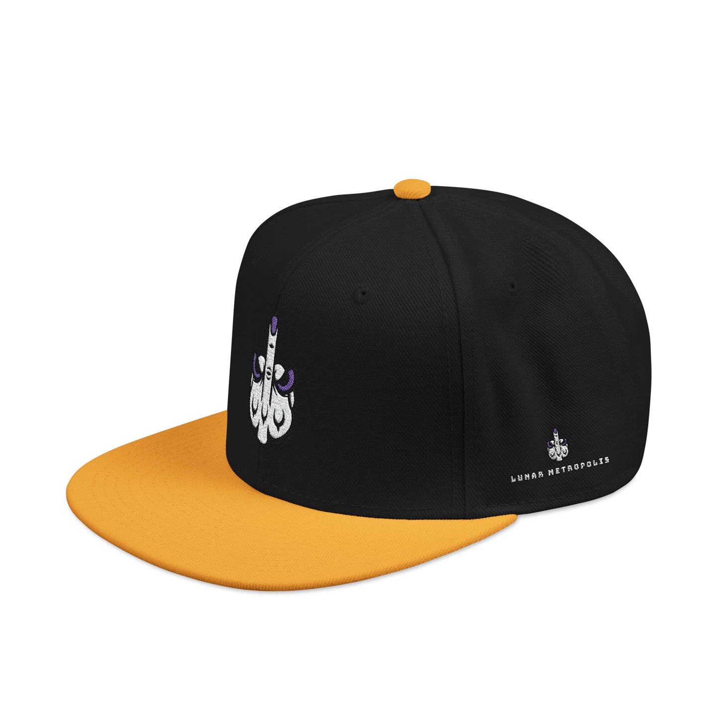 Lunar Metropolis™ Snapback Hat – Blue & White Floral Logo Cap
