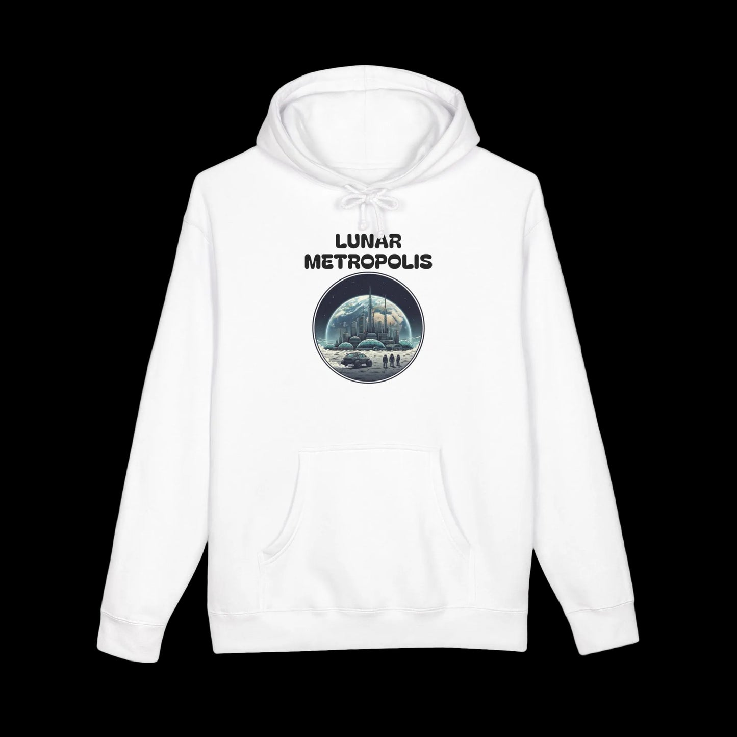 Lunar Metropolis™ Hoodie — Retro Sci‑Fi Moon Colony Pullover