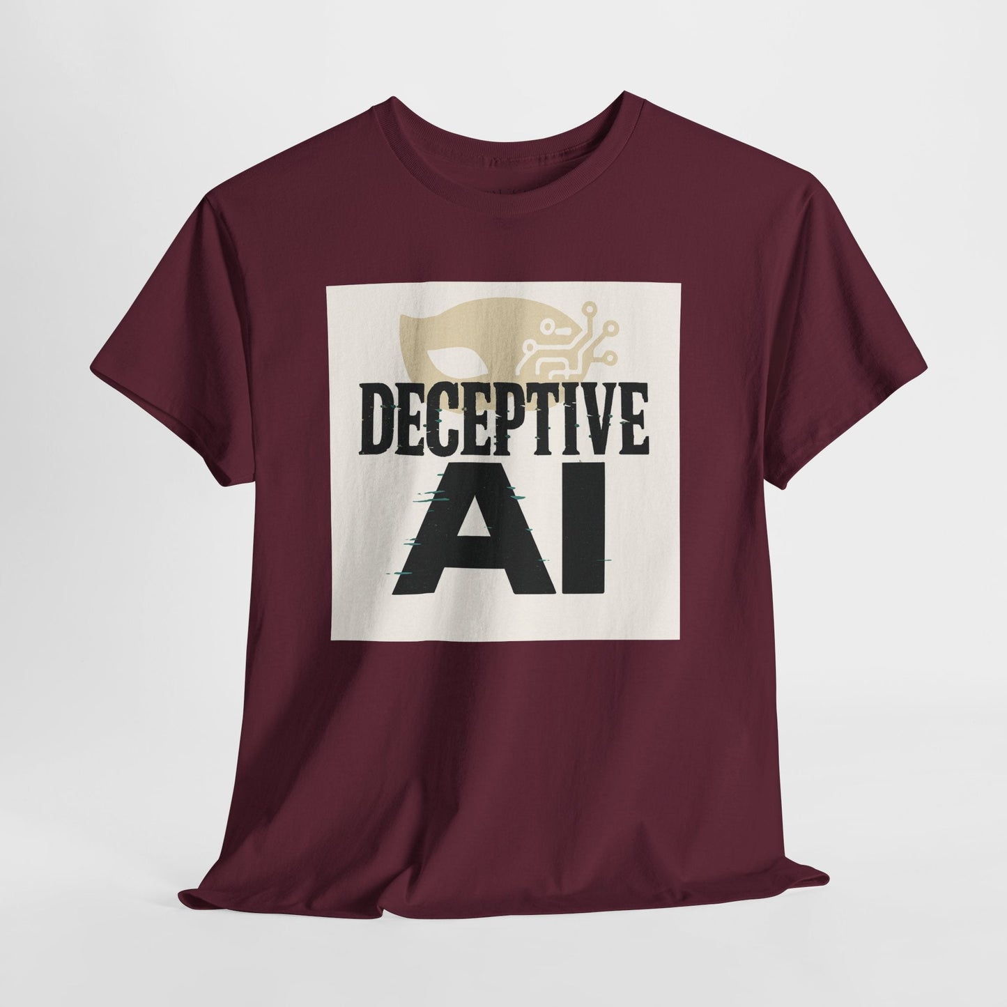 Deceptive AI Unisex Heavy Cotton Ruse Clues® Tee - Bold Graphic Tee for Tech Enthusiasts