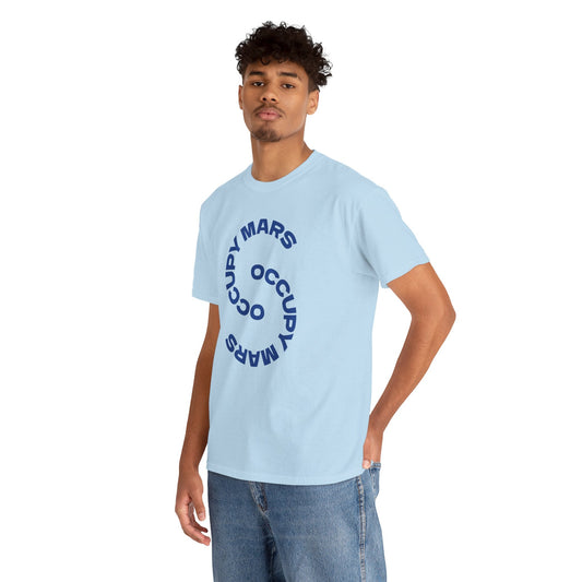 Occupy Mars™ Unisex Heavy Cotton Tee, Casual Statement Shirt, Gift for Space Lovers, Eco-Friendly Fashion, Fun Tee for Events