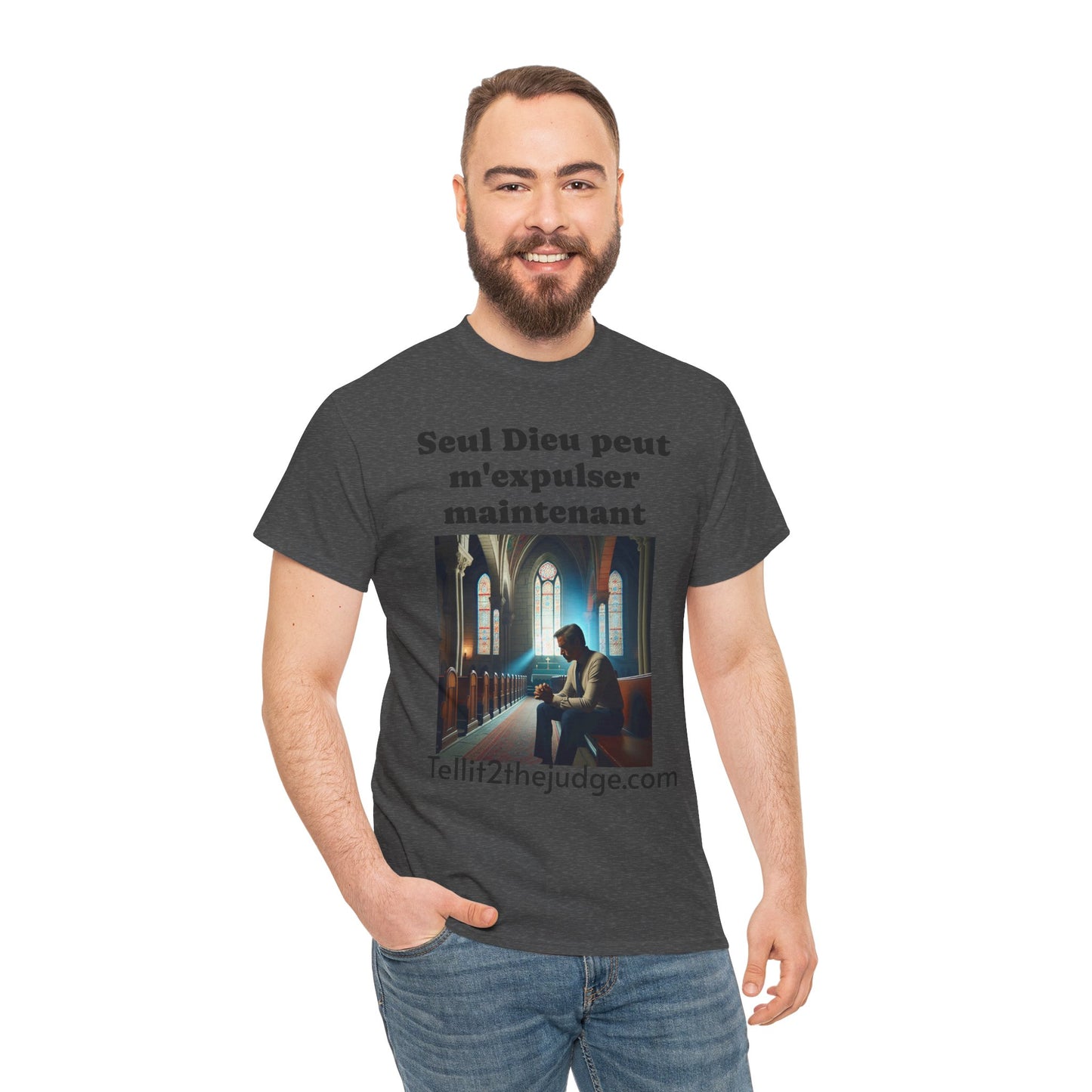 Unisex Heavy Cotton Only God Can Deport Me Now in French "Tellit2thejudge.com" Tee, Faith-Based Shirt, Comfortable Everyday Wear, Perfect for Gifting, Spiritual [...]