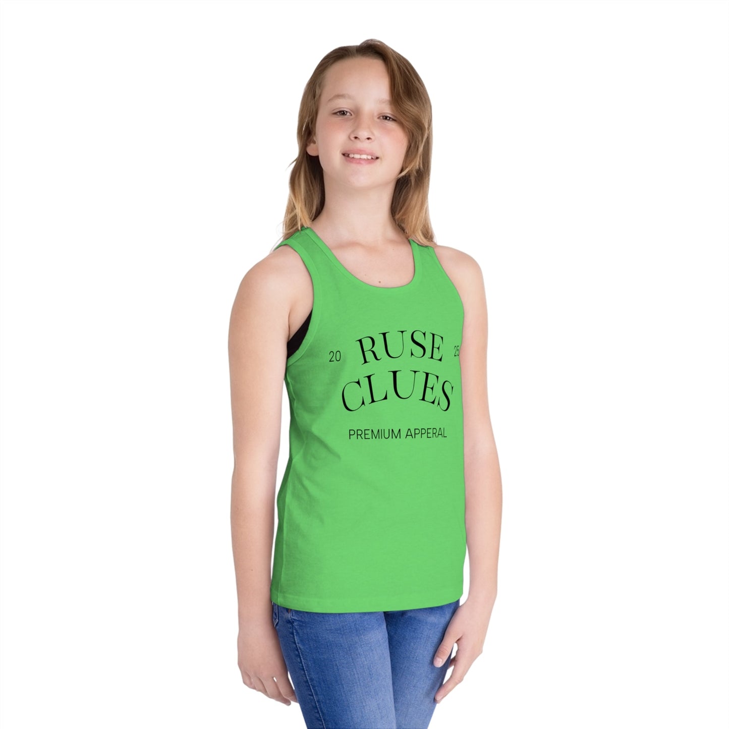RUSE CLUES® Kids Jersey Tank Top, Cool Summer Apparel, Stylish Activewear, Gift for Kids, Birthday Outfit, Sports Tank