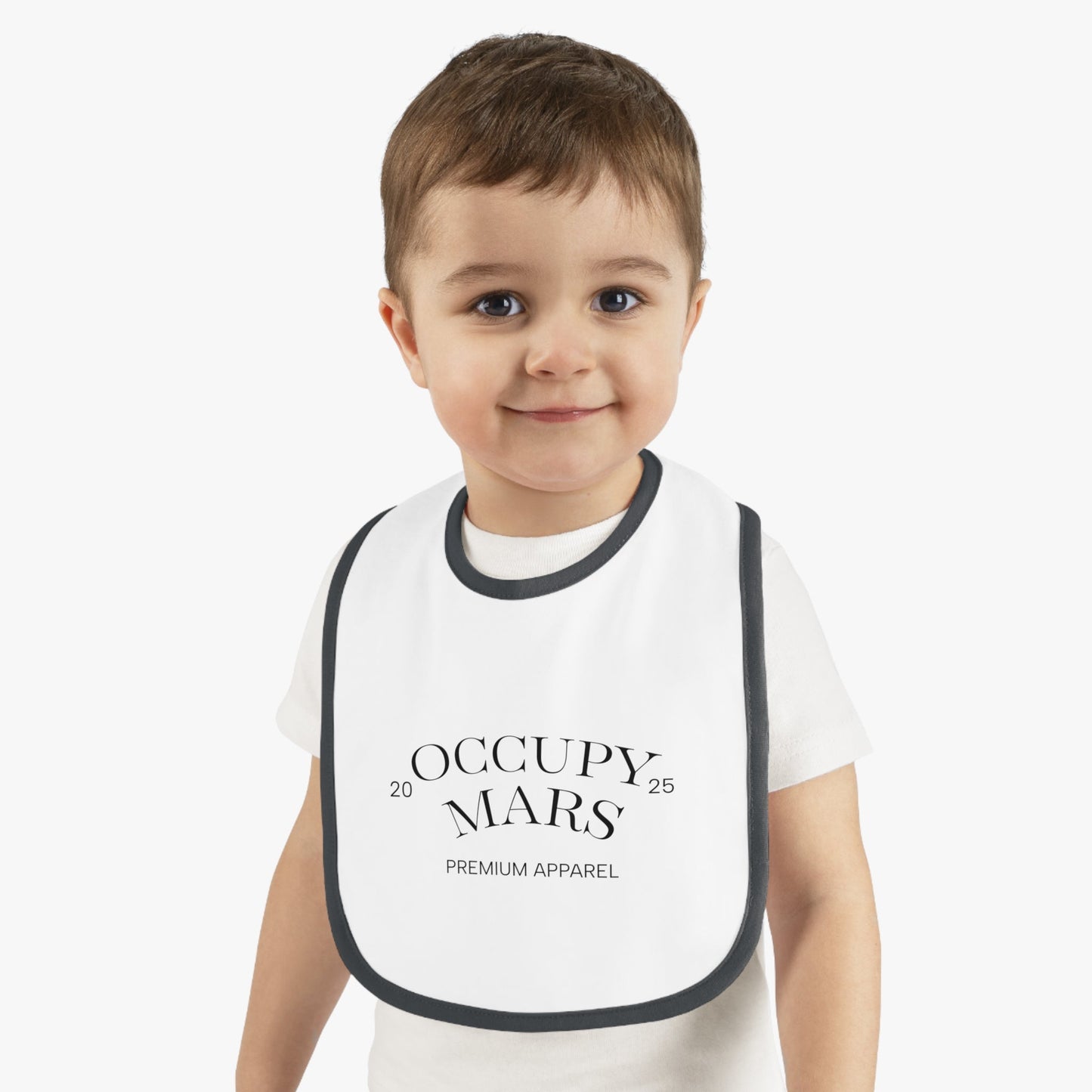 OCCUPY MARS™ Baby Space-Themed Apparel Bib, Cute Bib for Infants, Gift for New Parents, Unique Baby Shower Gift, Stylish Feeding Bib