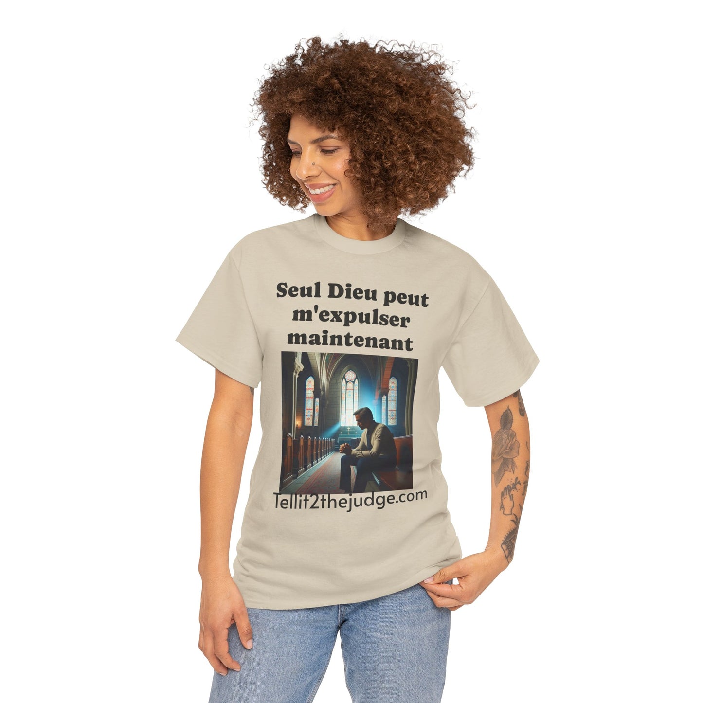 Unisex Heavy Cotton Only God Can Deport Me Now in French "Tellit2thejudge.com" Tee, Faith-Based Shirt, Comfortable Everyday Wear, Perfect for Gifting, Spiritual [...]