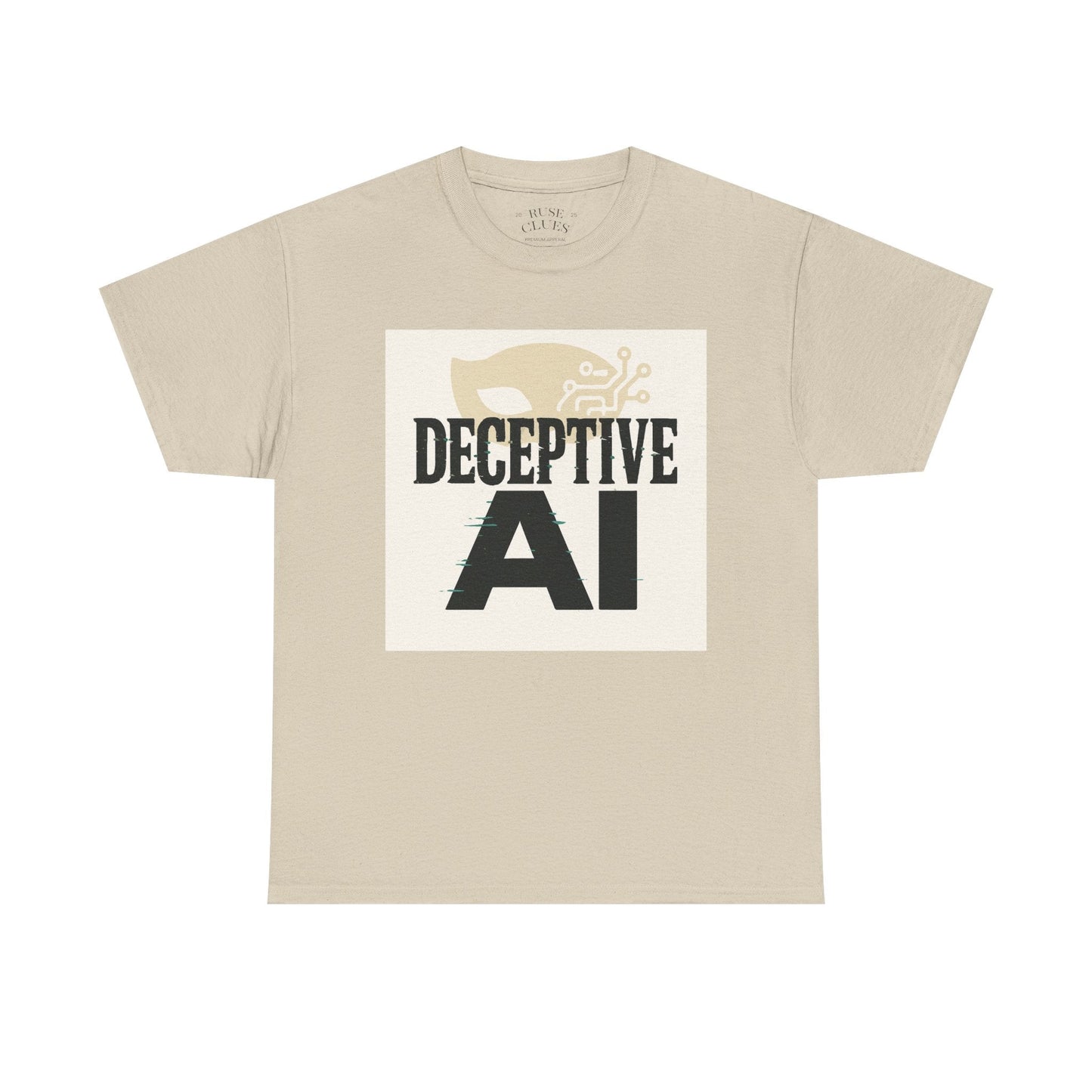 Deceptive AI Unisex Heavy Cotton Ruse Clues® Tee - Bold Graphic Tee for Tech Enthusiasts