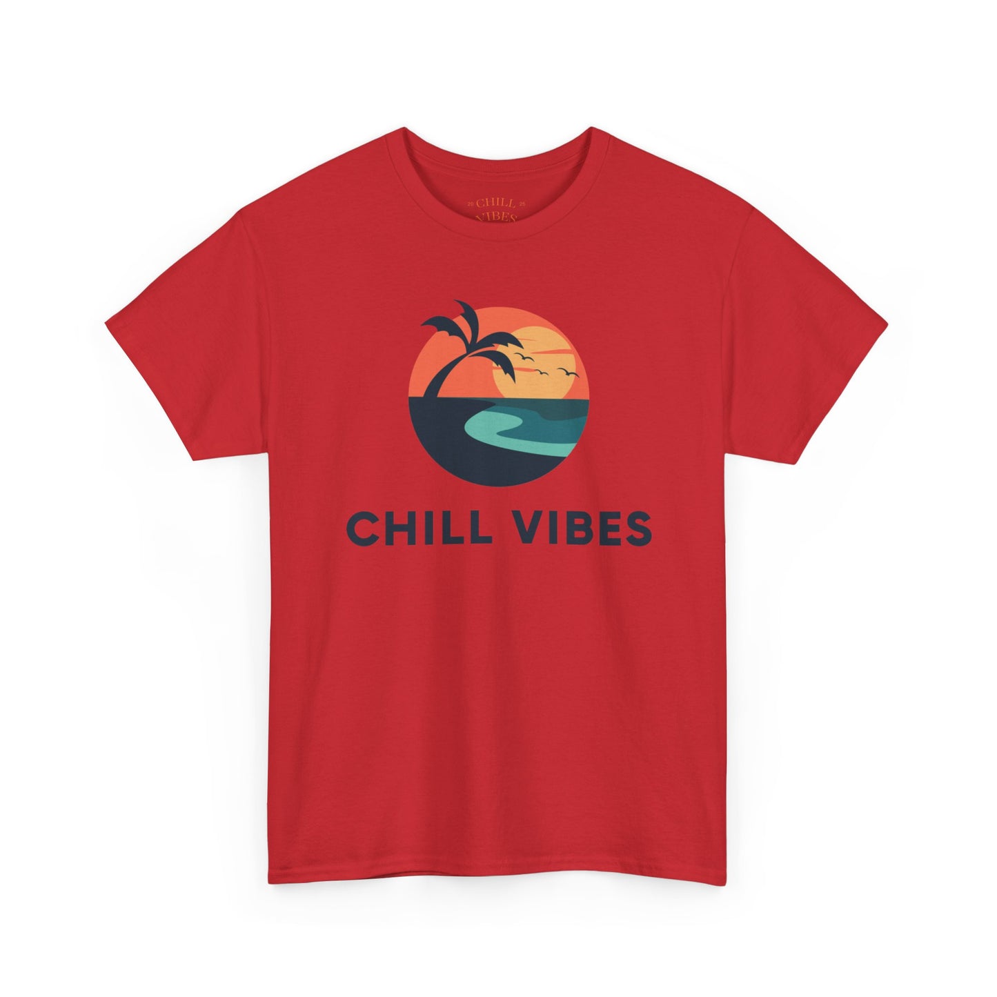 Chill Vibes™ Unisex Heavy Cotton Tee, Relaxed Fit T-Shirt, Summer Apparel, Beachwear, Gift for Him/Her, Casual Style