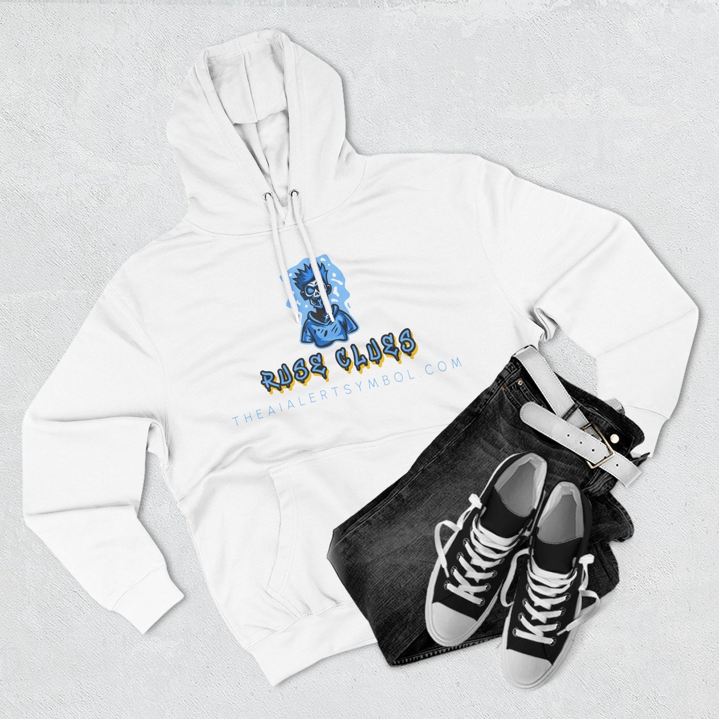 Ruse Clues® Hoodie — Blue Graphic Fleece Pullover