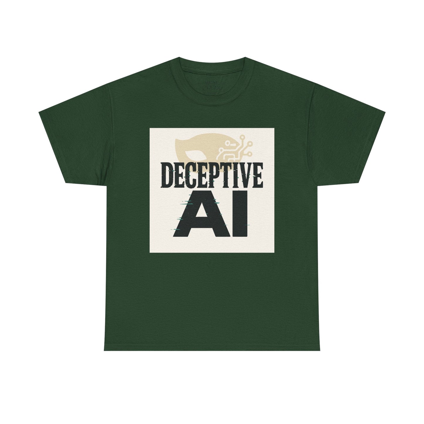Deceptive AI Unisex Heavy Cotton Ruse Clues® Tee - Bold Graphic Tee for Tech Enthusiasts