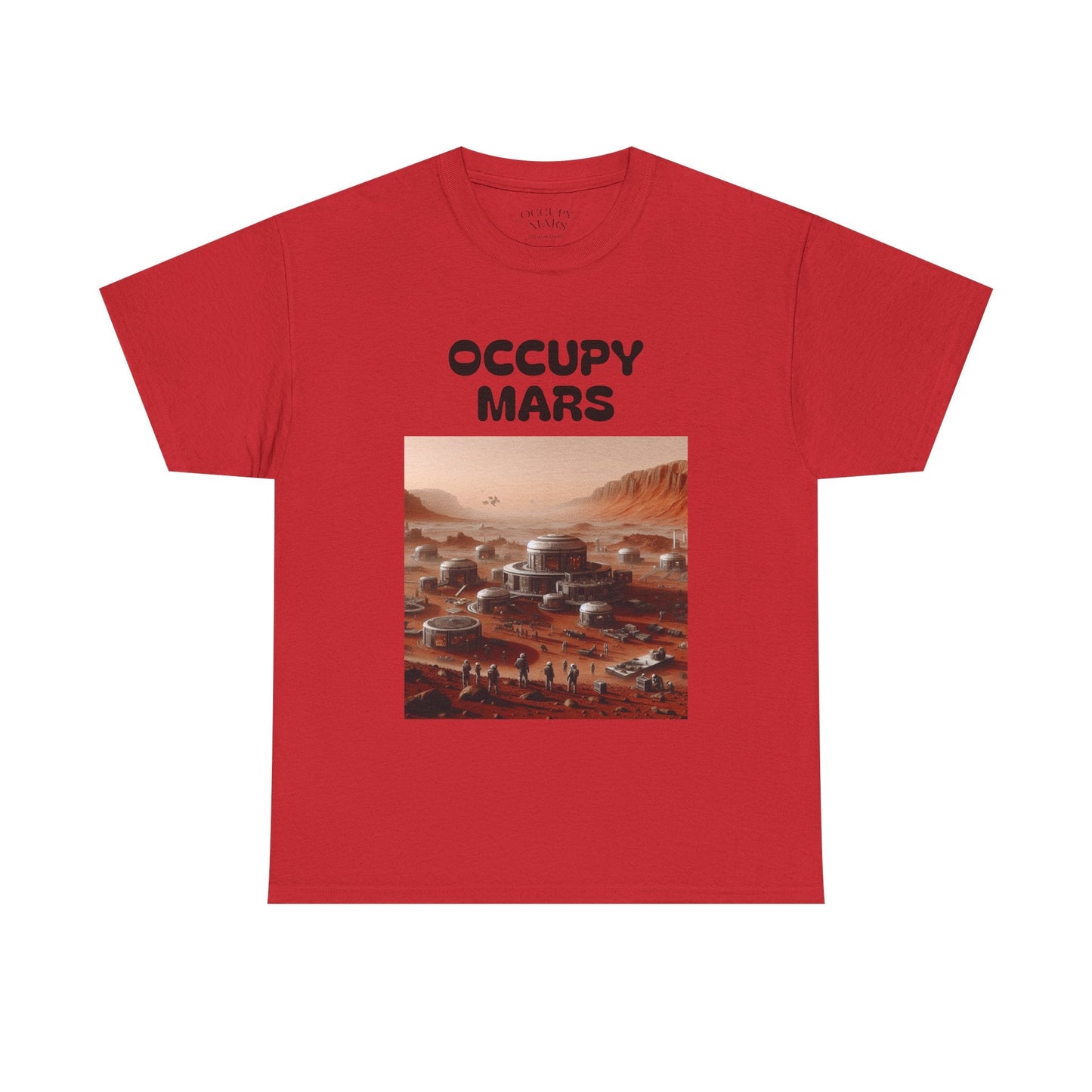Occupy Mars™ Unisex Heavy Cotton Tee - Futuristic Space Shirt for Sci-Fi Lovers, Visionary Gift, Casual Wear, Trendy Apparel