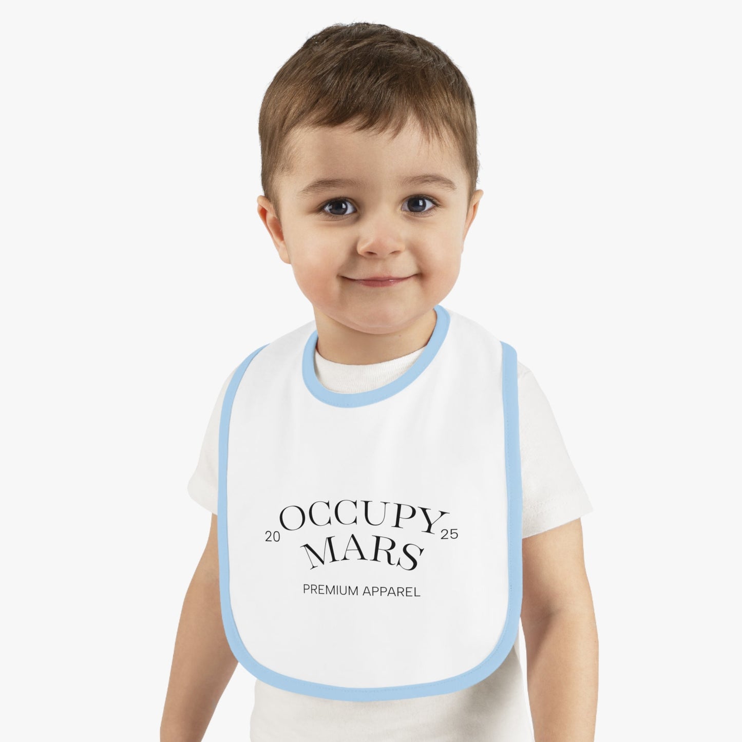 OCCUPY MARS™ Baby Space-Themed Apparel Bib, Cute Bib for Infants, Gift for New Parents, Unique Baby Shower Gift, Stylish Feeding Bib