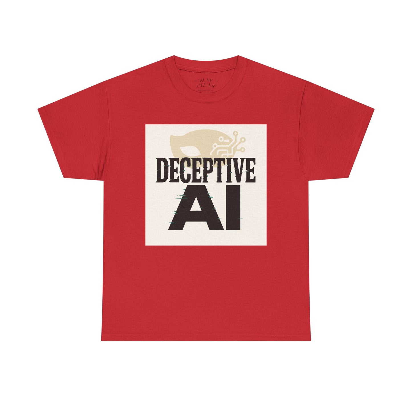 Deceptive AI Unisex Heavy Cotton Ruse Clues® Tee - Bold Graphic Tee for Tech Enthusiasts
