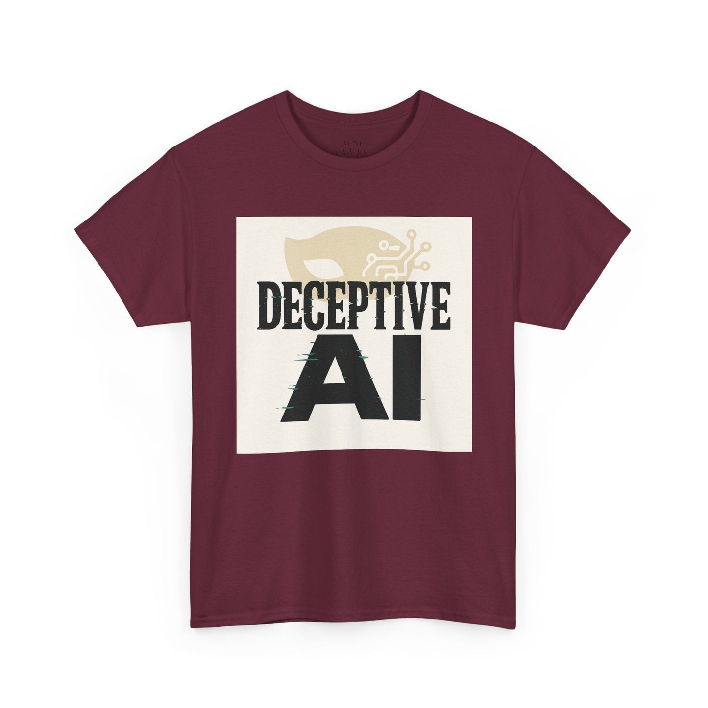 Deceptive AI Unisex Heavy Cotton Ruse Clues® Tee - Bold Graphic Tee for Tech Enthusiasts