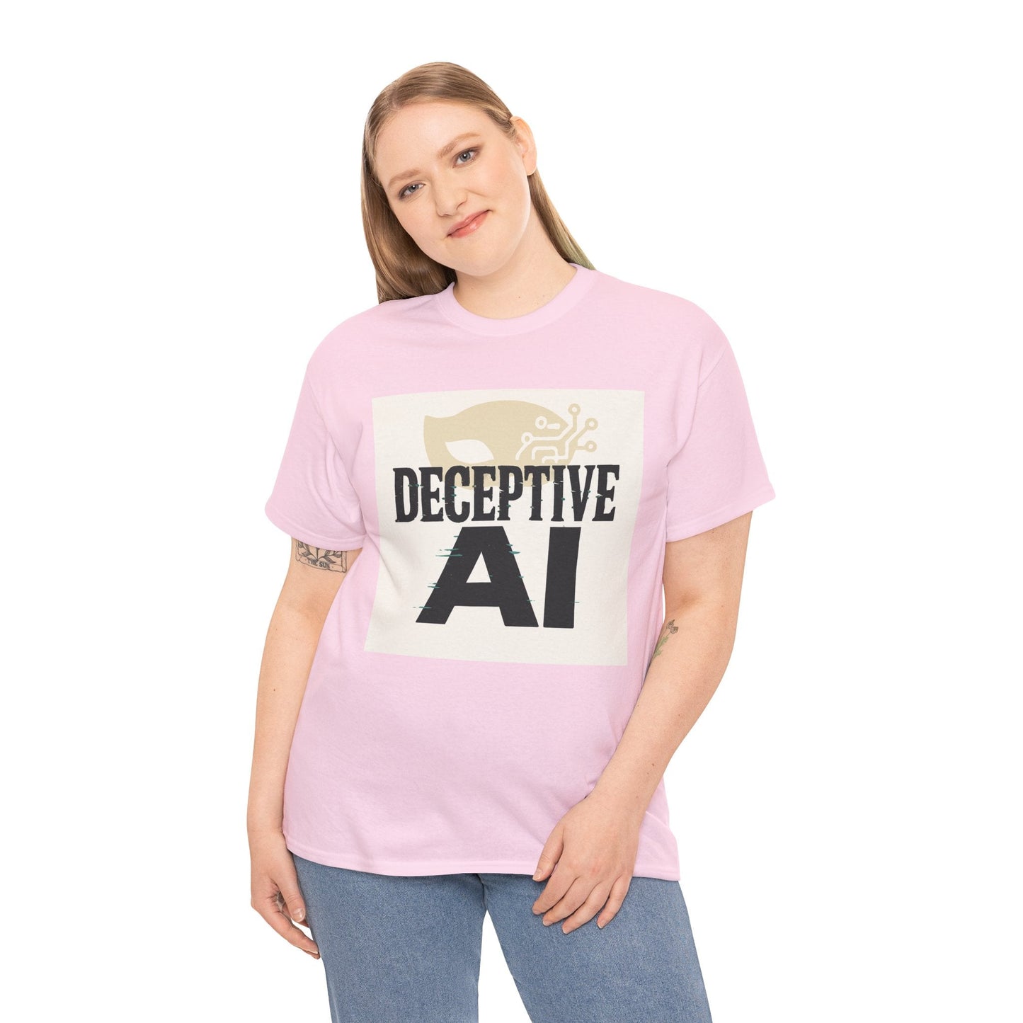 Deceptive AI Unisex Heavy Cotton Ruse Clues® Tee - Bold Graphic Tee for Tech Enthusiasts