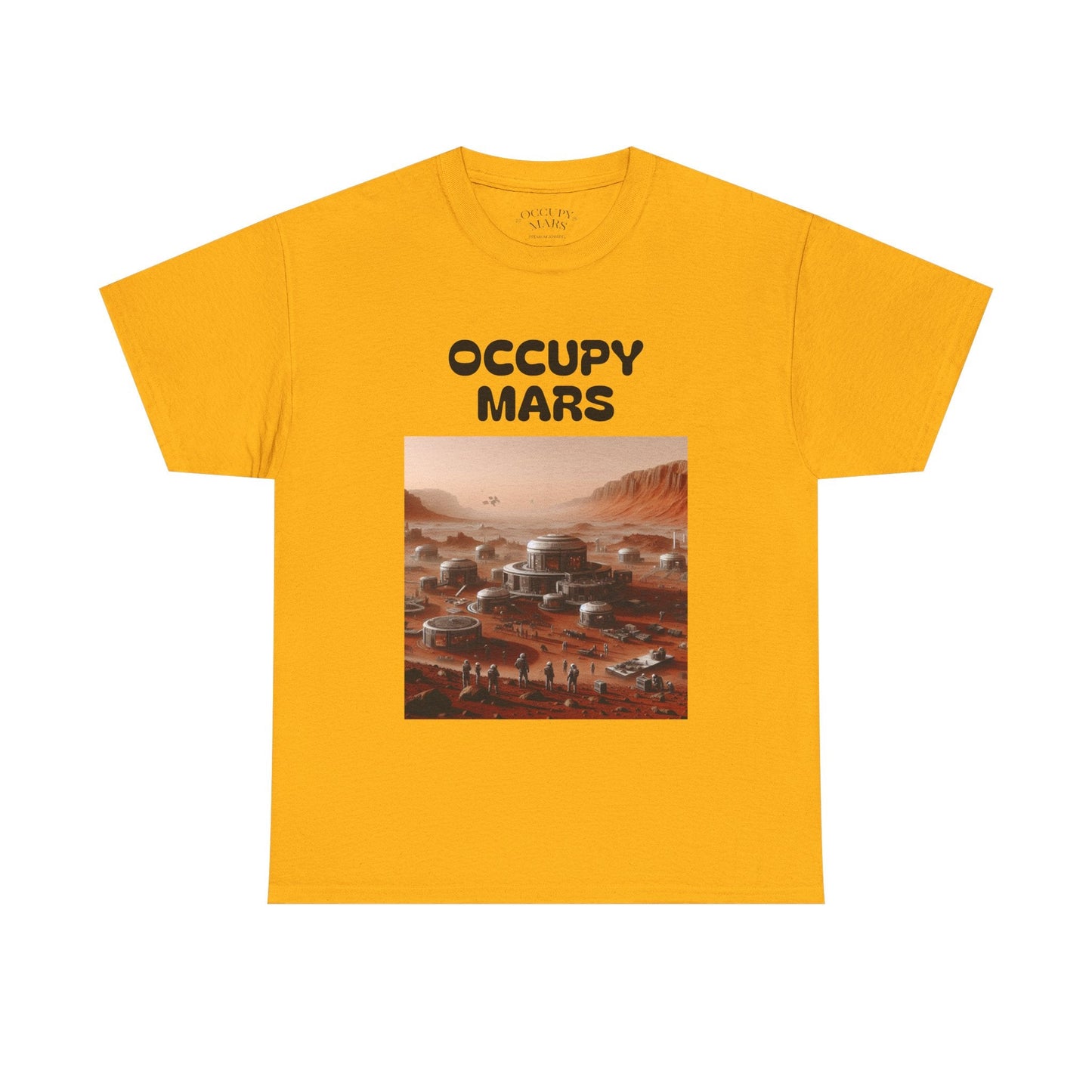 Occupy Mars™ Unisex Heavy Cotton Tee - Futuristic Space Shirt for Sci-Fi Lovers, Visionary Gift, Casual Wear, Trendy Apparel