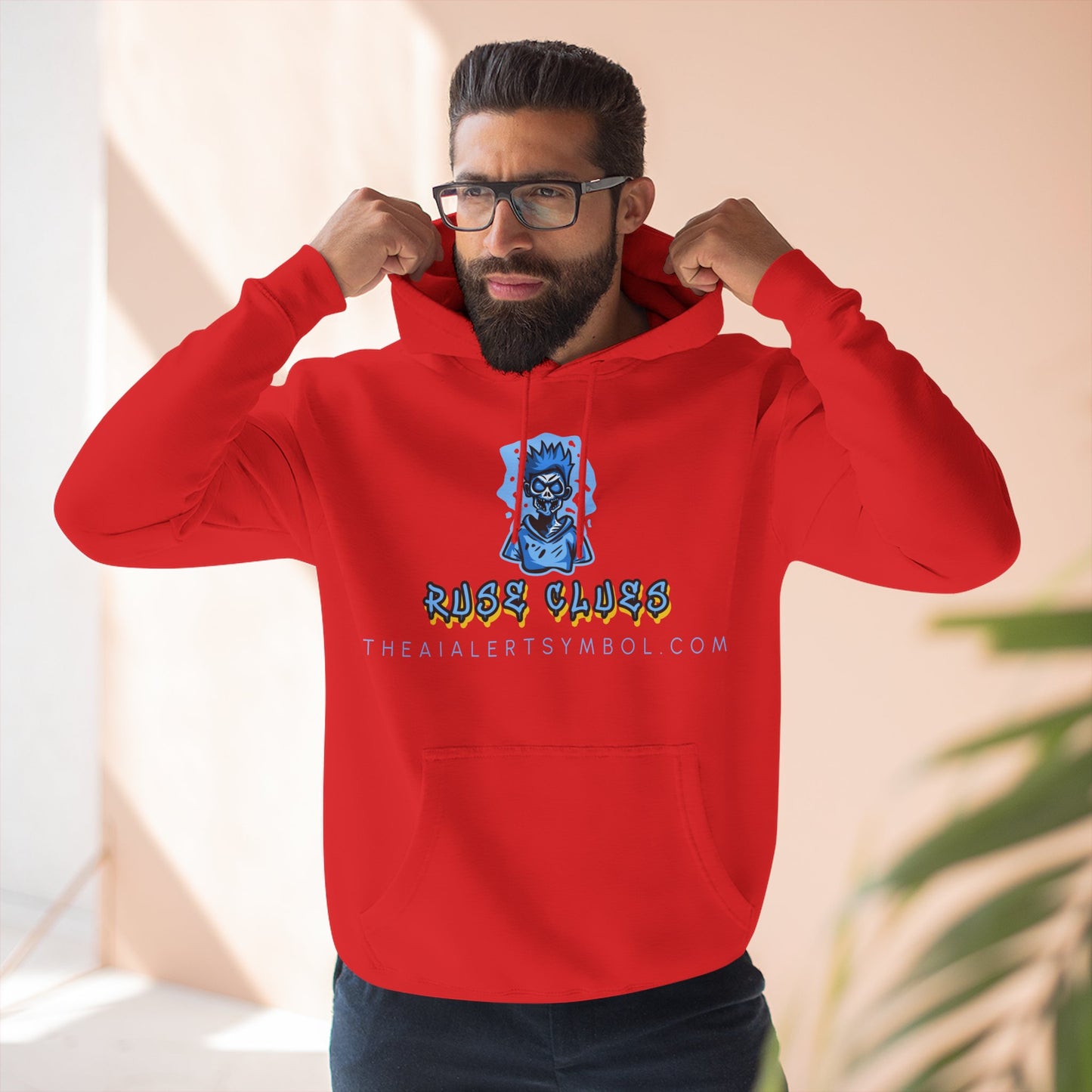 Ruse Clues® Hoodie — Blue Graphic Fleece Pullover