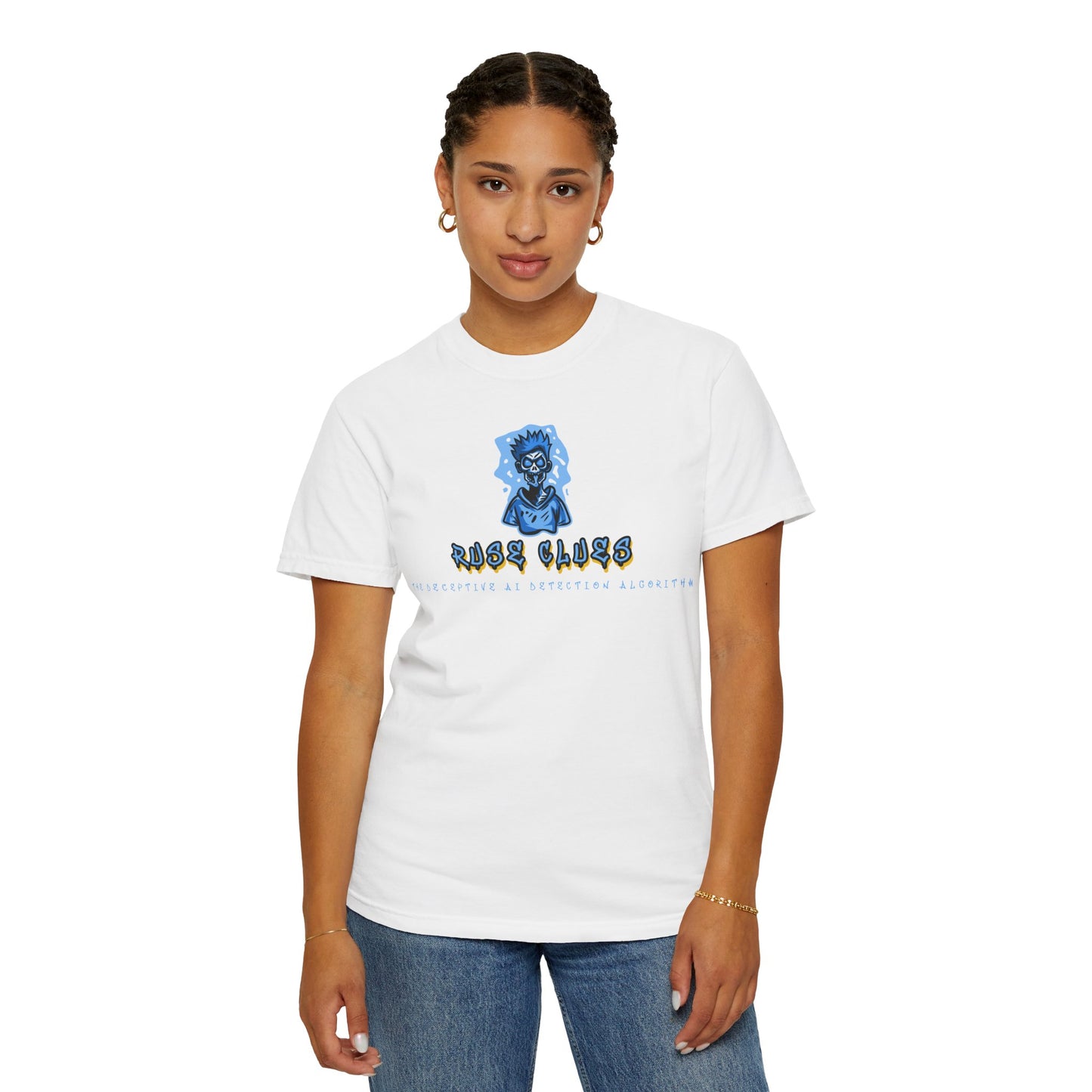Unisex Garment-Dyed Ruse Clues™ T-shirt - Casual Style for Everyday Wear, Perfect Gift for Music Lovers, Summer Vibe, Graphic Tee