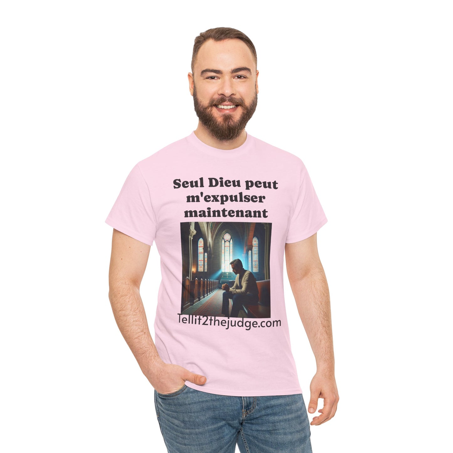 Unisex Heavy Cotton Only God Can Deport Me Now in French "Tellit2thejudge.com" Tee, Faith-Based Shirt, Comfortable Everyday Wear, Perfect for Gifting, Spiritual [...]