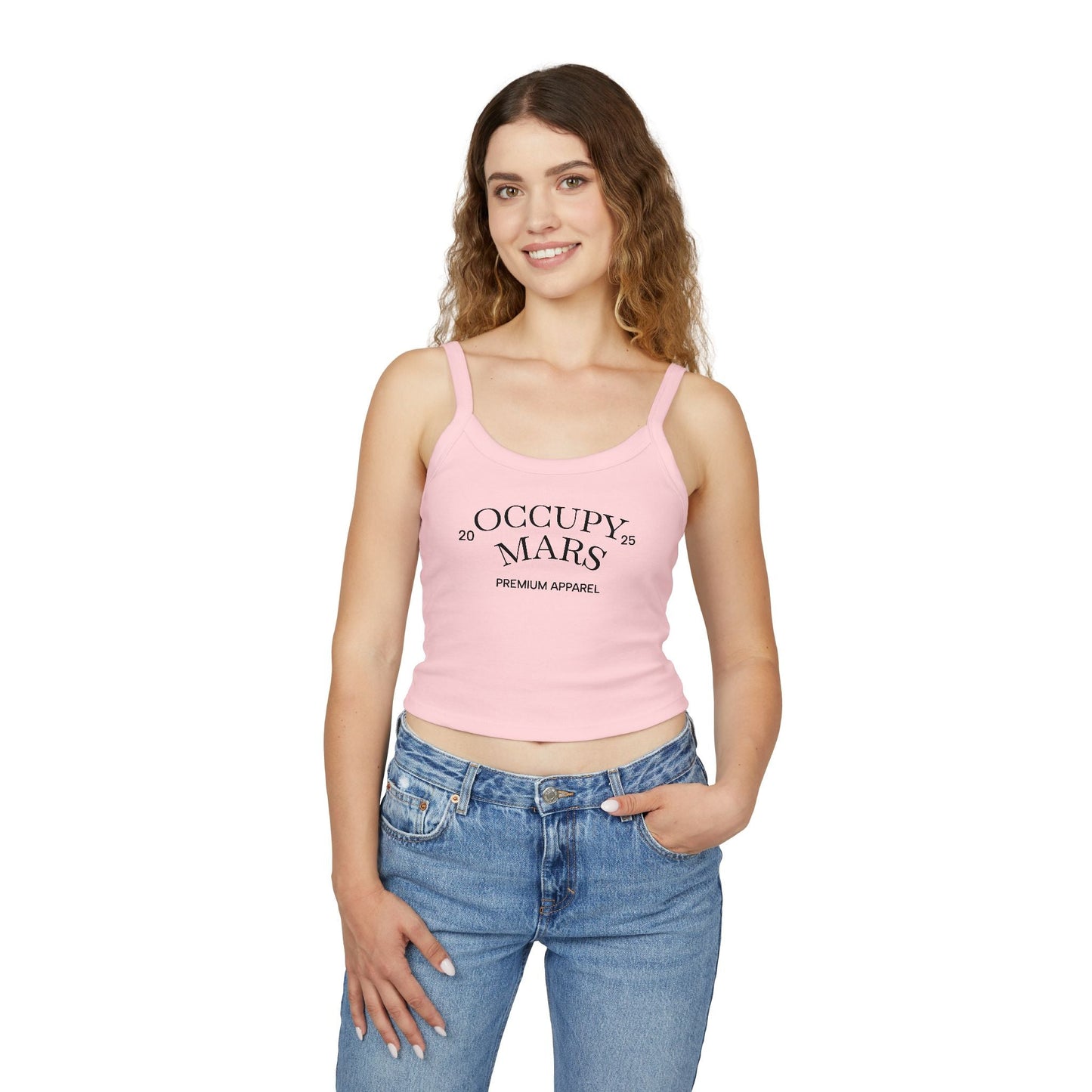 Occupy Mars™ Spaghetti Strap Tank Top, Trendy Crop Top, Summer Fashion, Space Lover Gift, Casual Wear, Festival Outfit